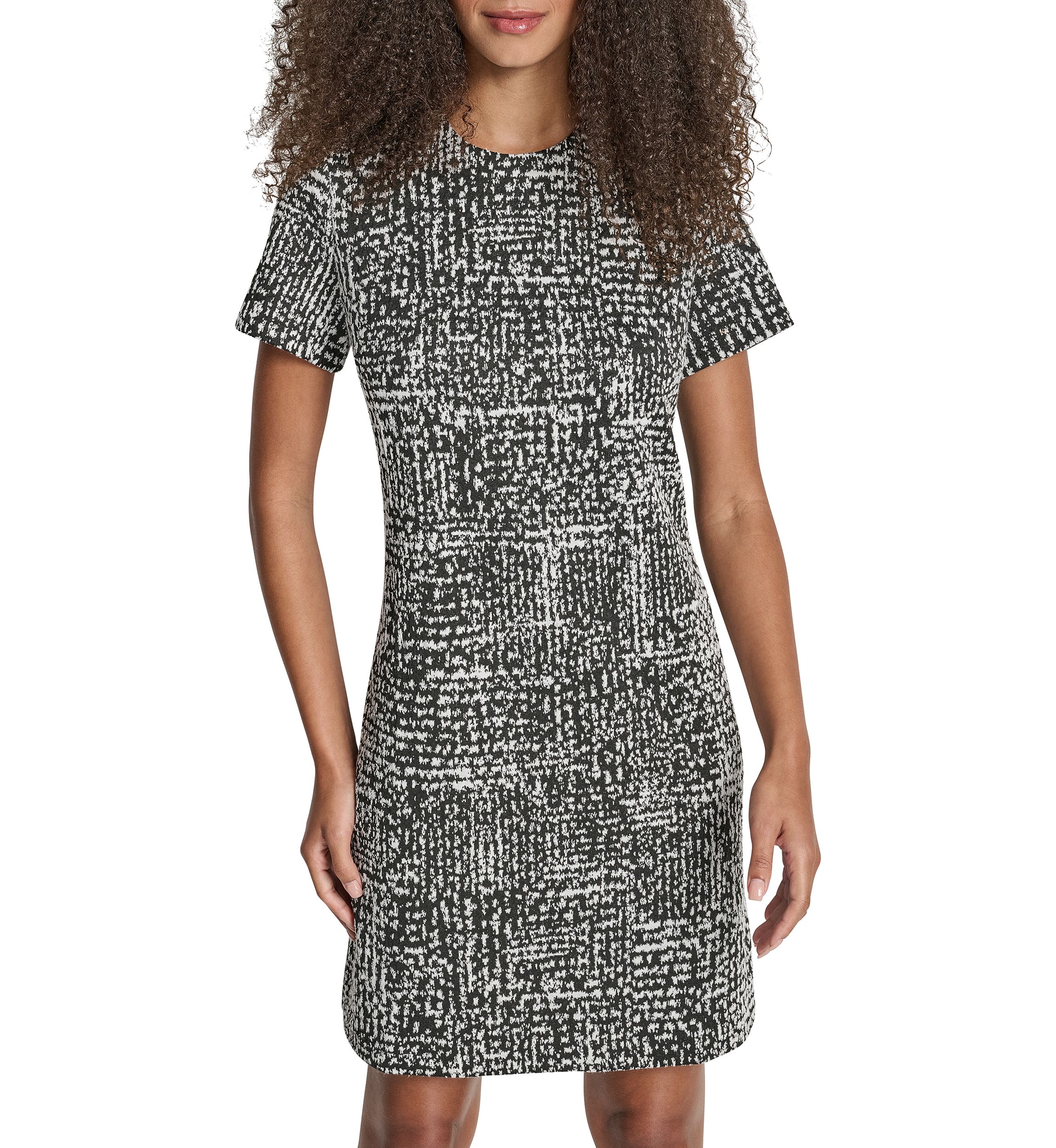 Womens Houndstooth Print Sheath Dress