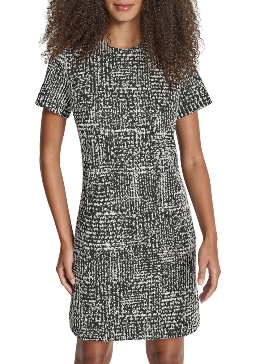 Womens Houndstooth Print Sheath Dress