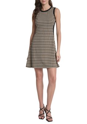 DKNY Women's Crew Neck Print Jacquard A-Line Dress, 4