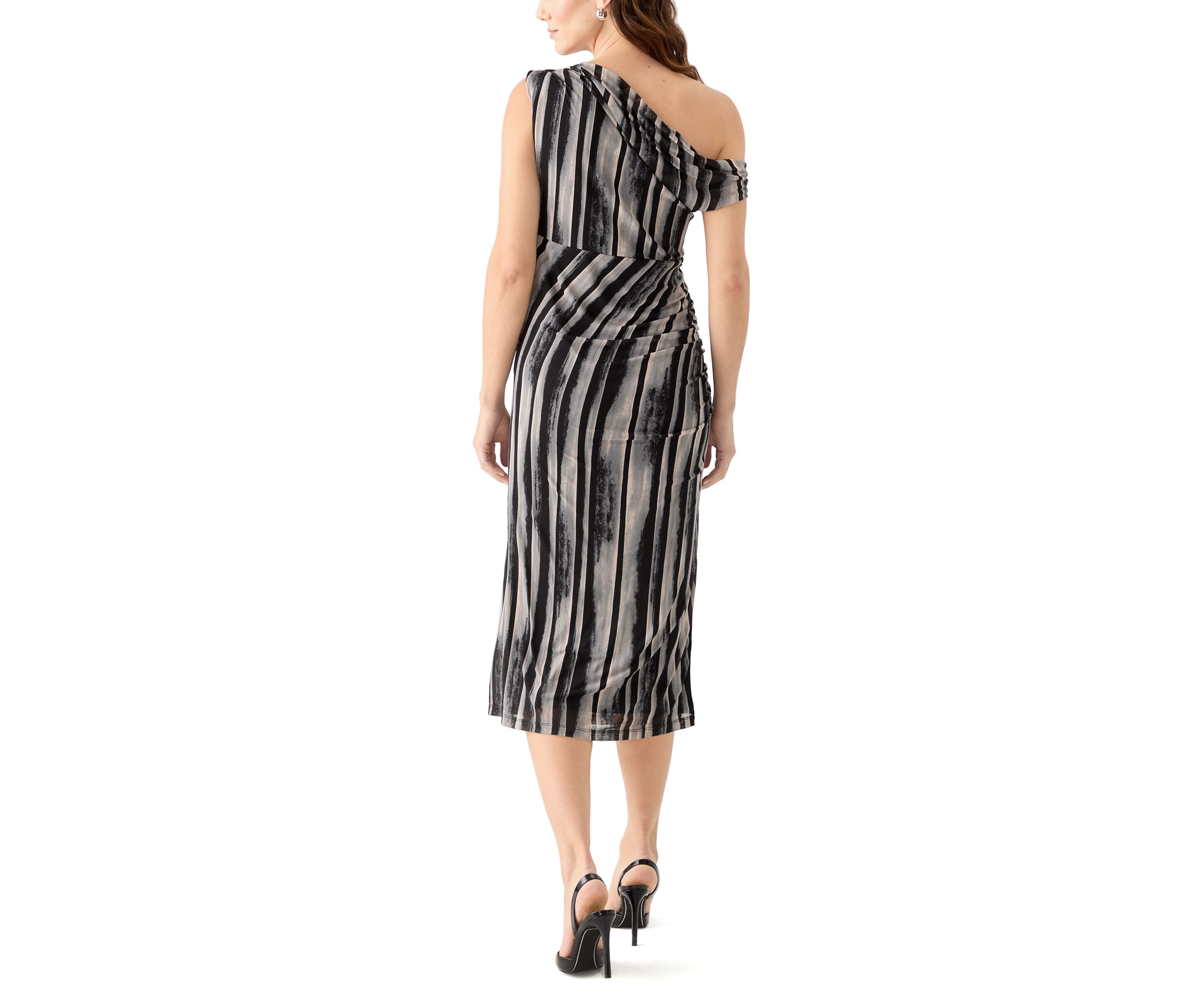 Womens Asymmetrical Printed Slim Fit Dress