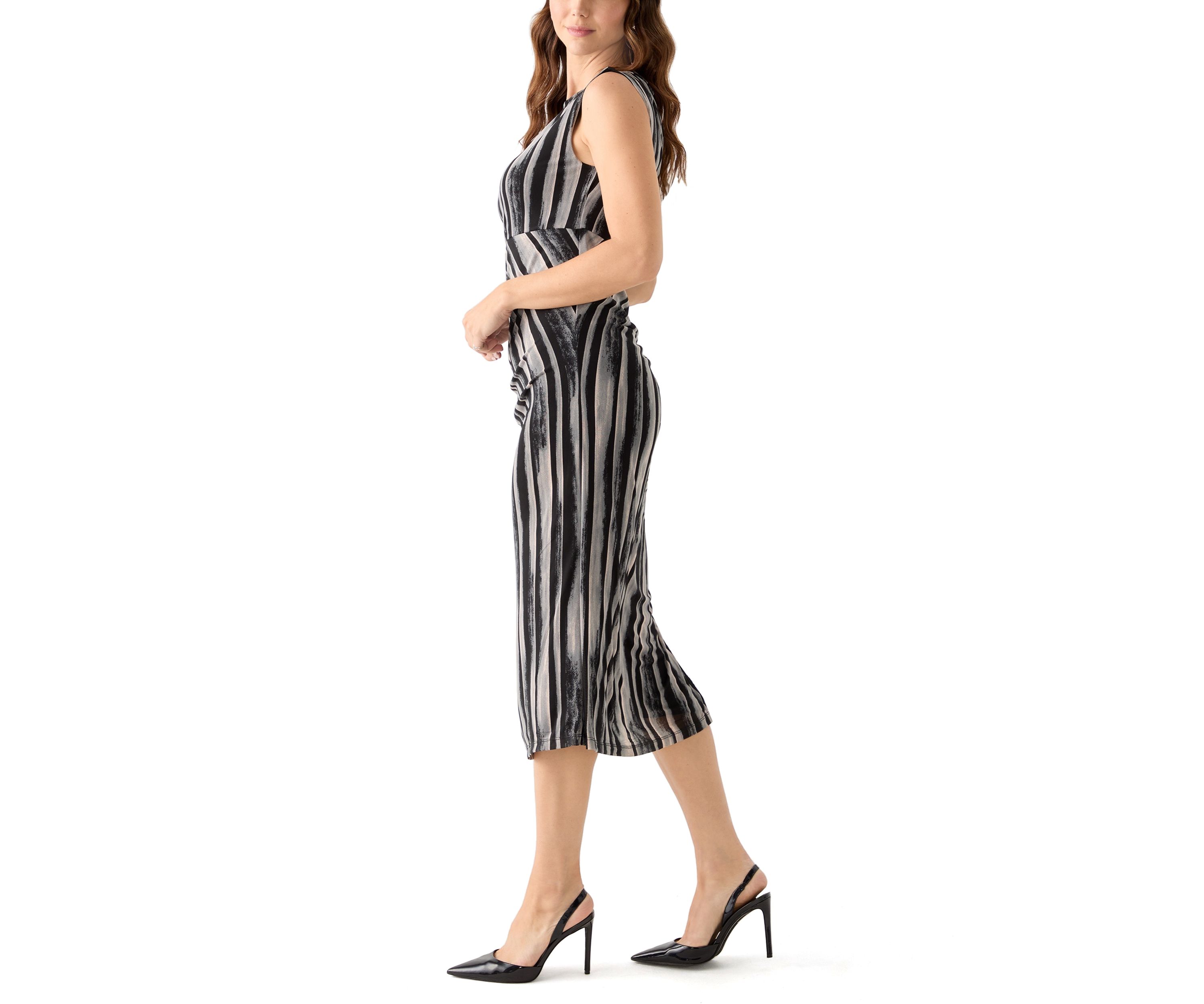 Womens Asymmetrical Printed Slim Fit Dress