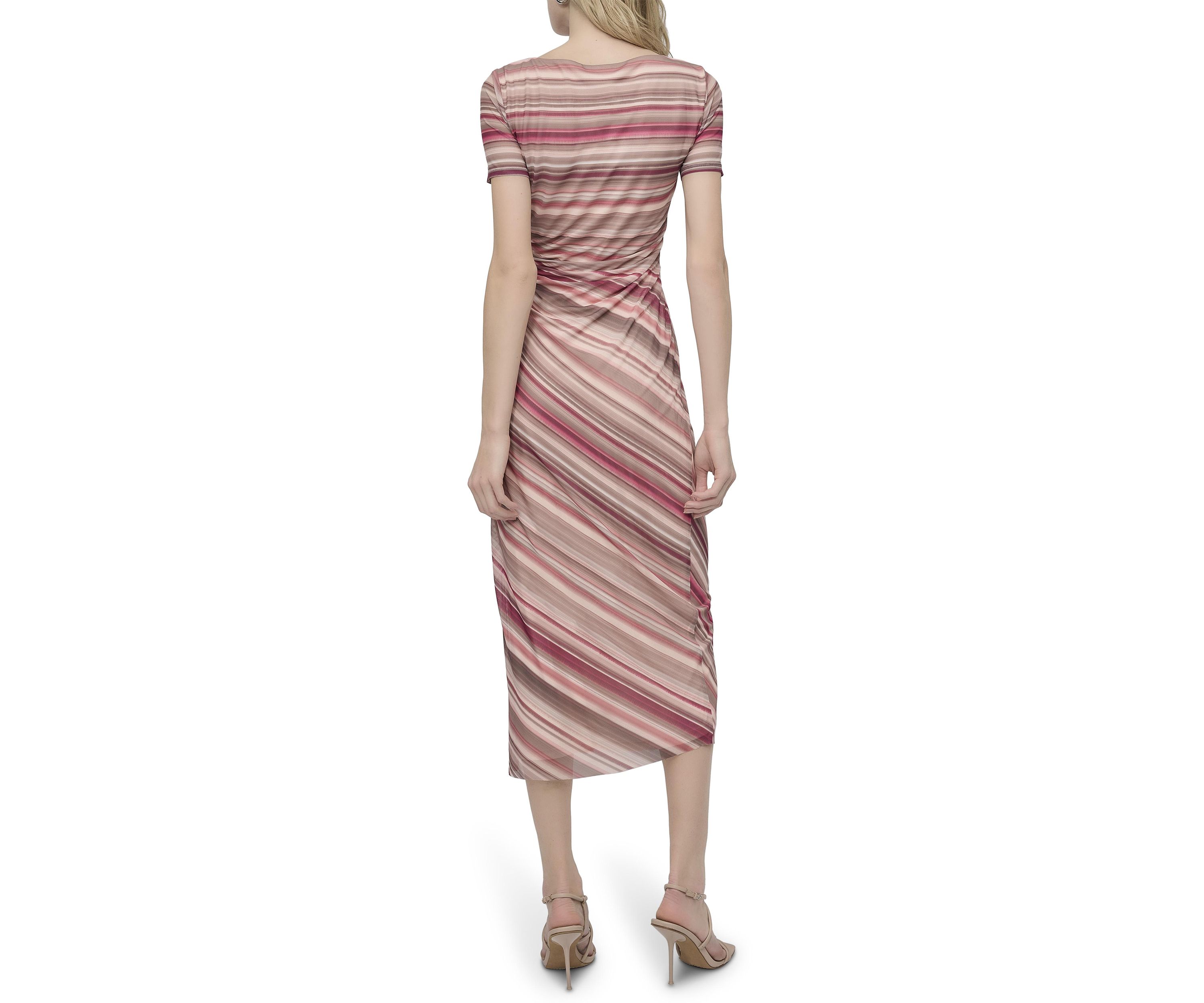 Womens Stripe Crepe Midi Dress