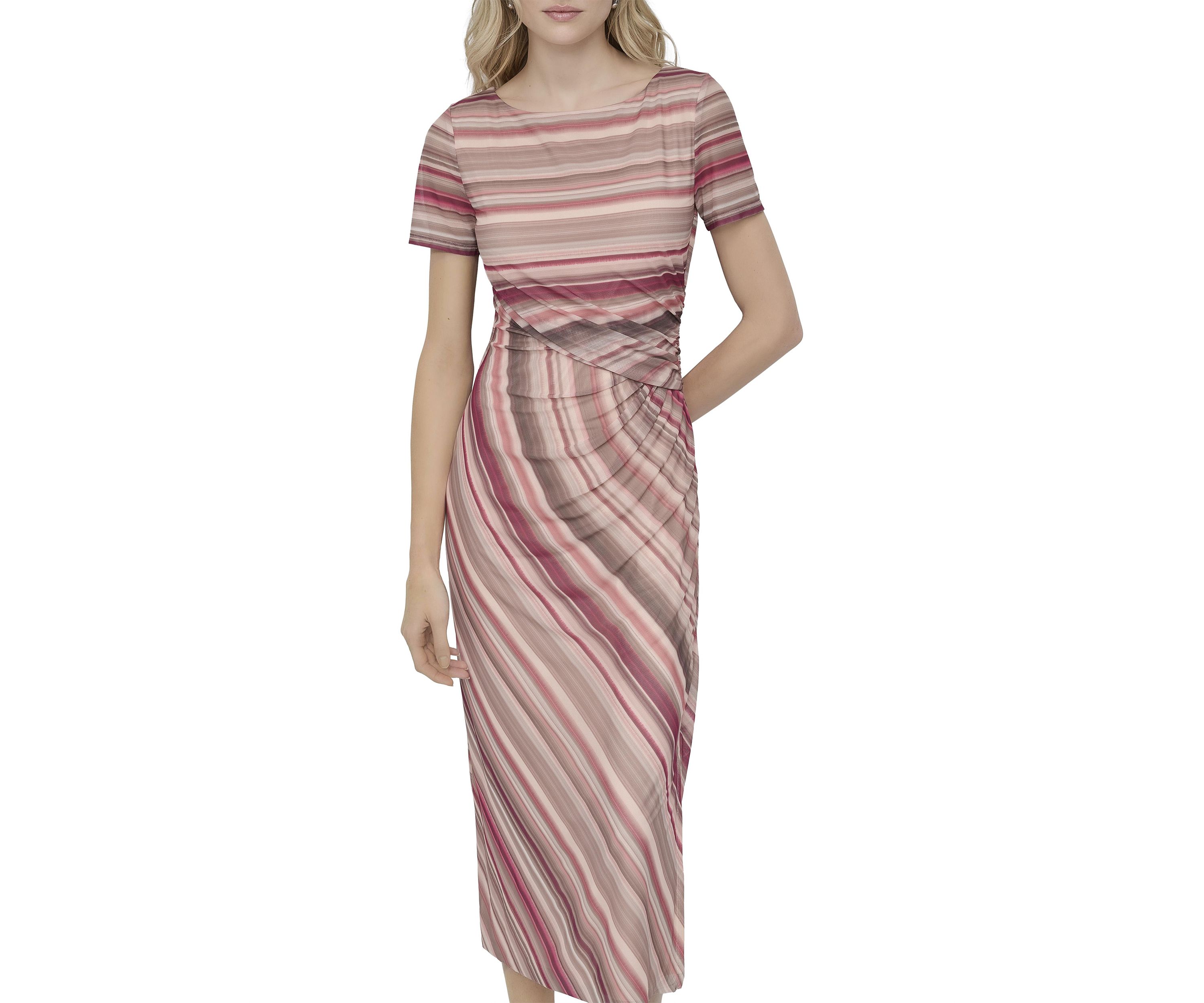 Womens Stripe Crepe Midi Dress