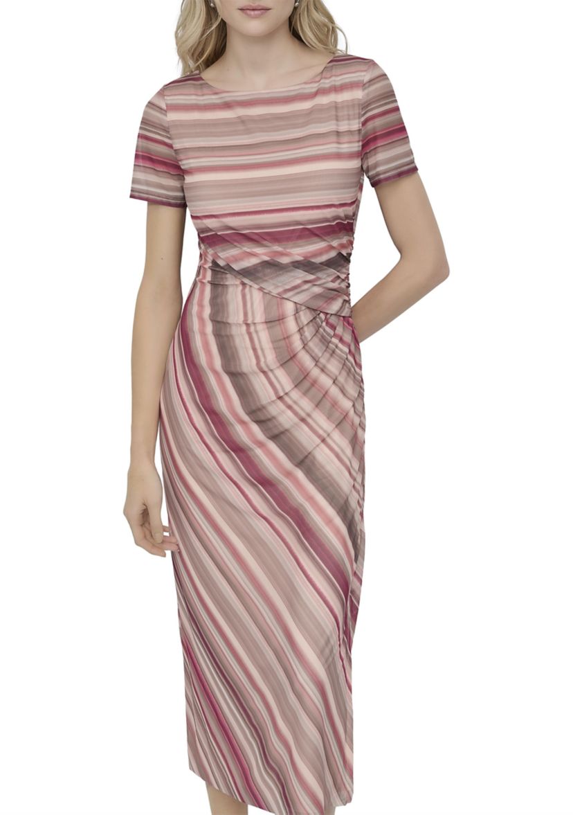Womens Stripe Crepe Midi Dress