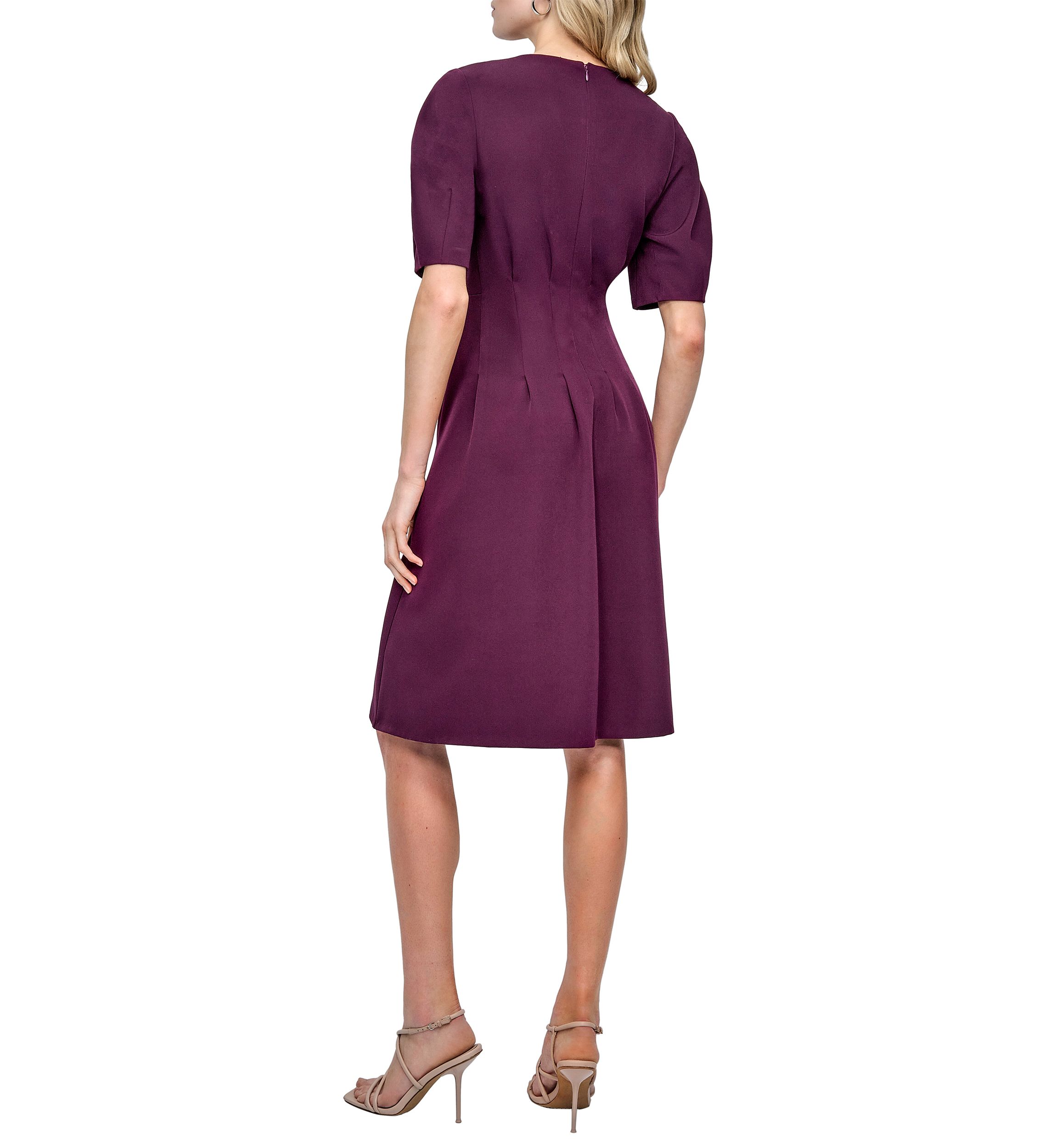 Womens Short Sleeve Crew Neck Solid A-Line Dress