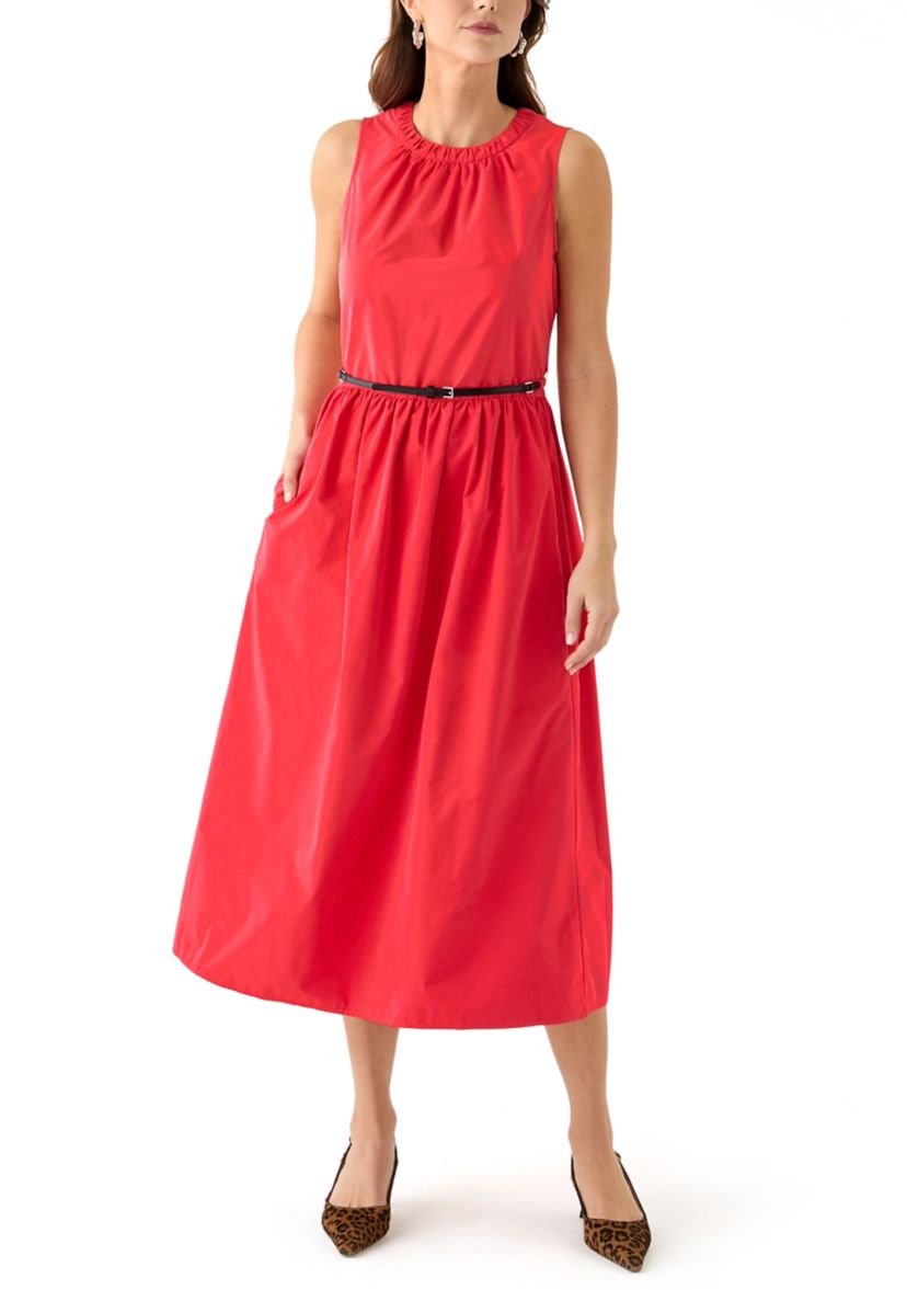 blue dress for baby girl Blue Sleeveless Belted A-Line Midi Dress main image 1