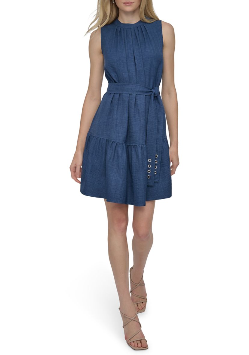 Womens Ruffle Hem A-Line Dress