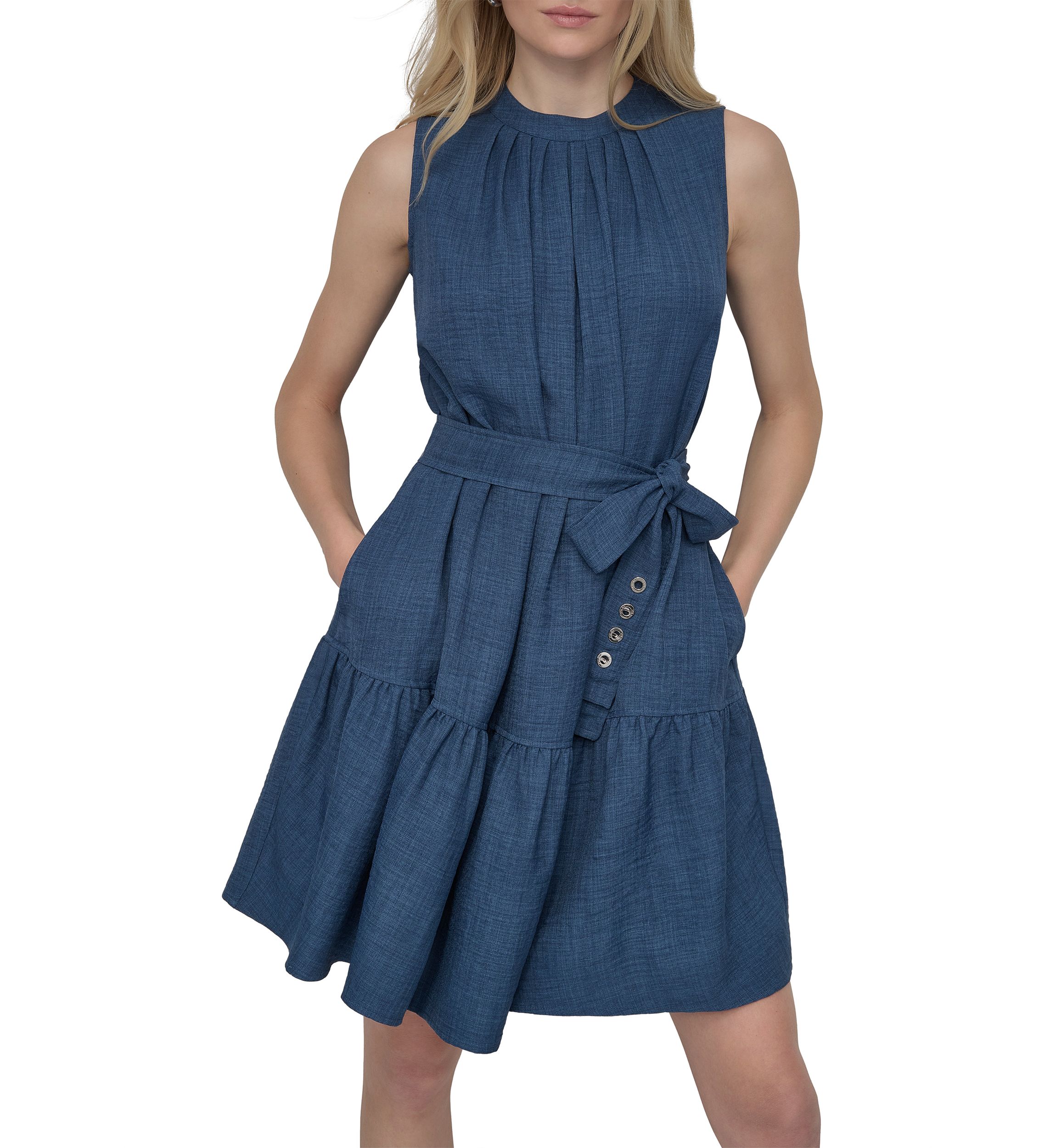 Womens Ruffle Hem A-Line Dress
