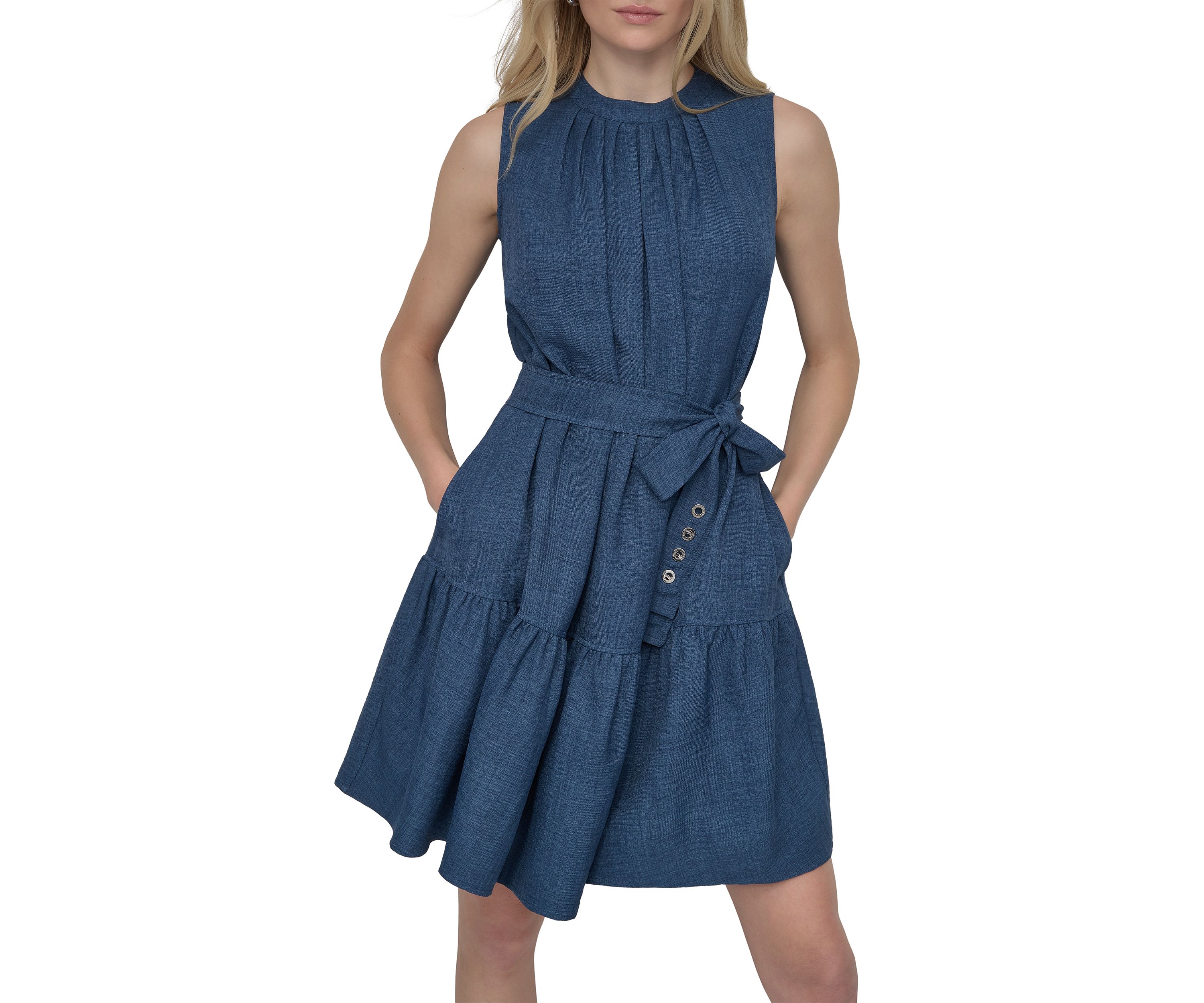 Womens Ruffle Hem A-Line Dress
