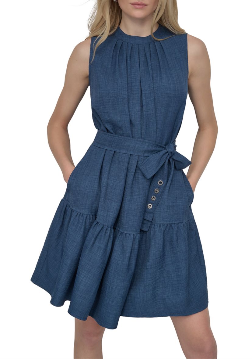 Womens Ruffle Hem A-Line Dress