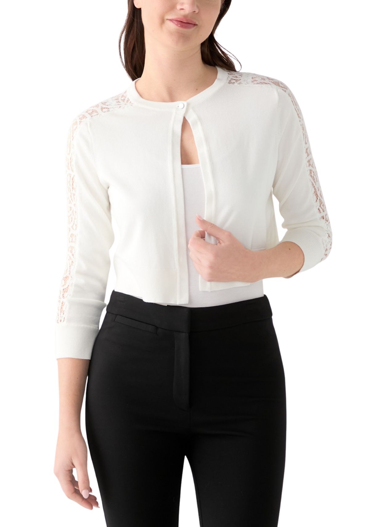 Womens 3/4 Sleeve Lace Solid Topper