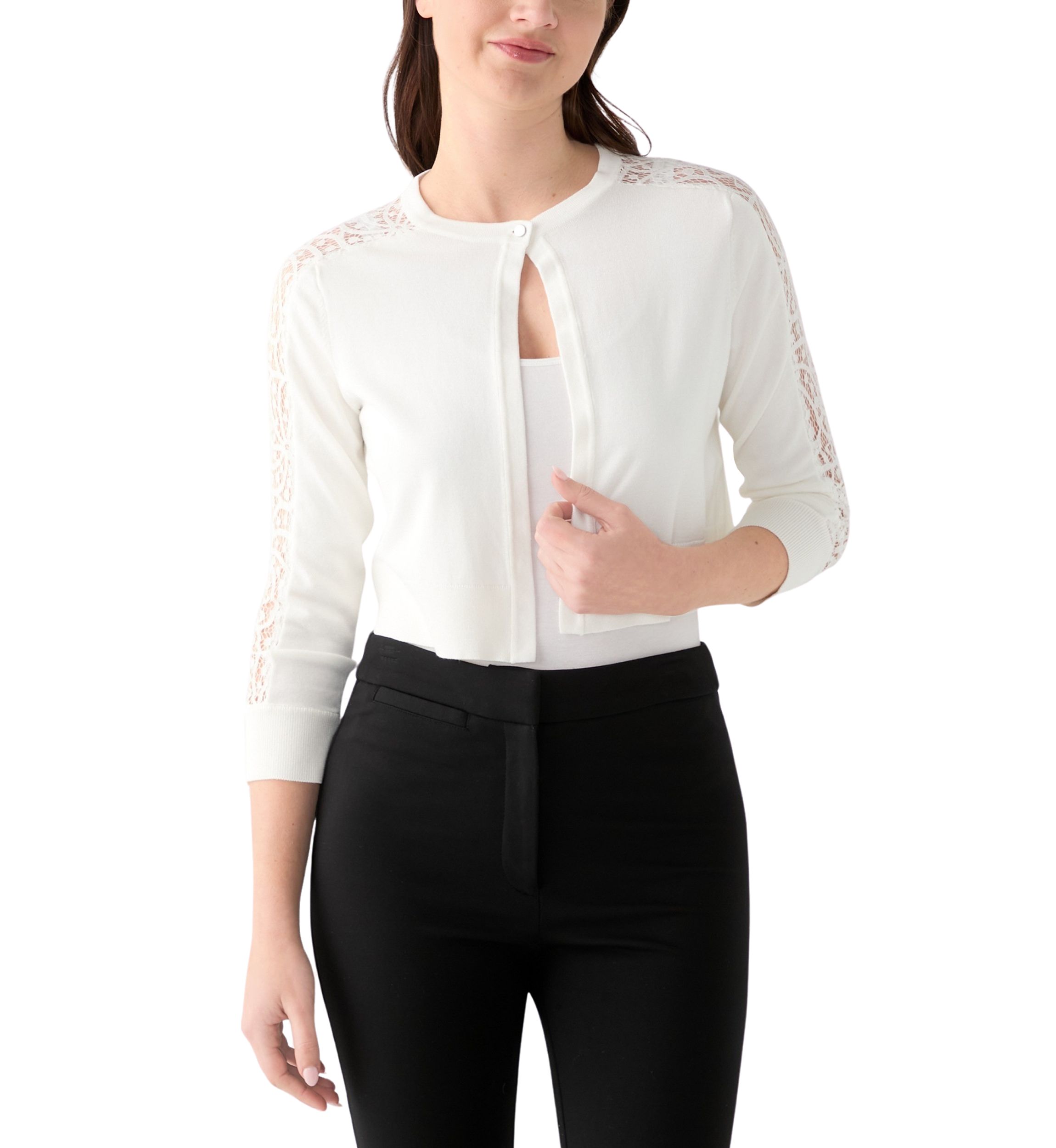 Womens 3/4 Sleeve Lace Solid Topper