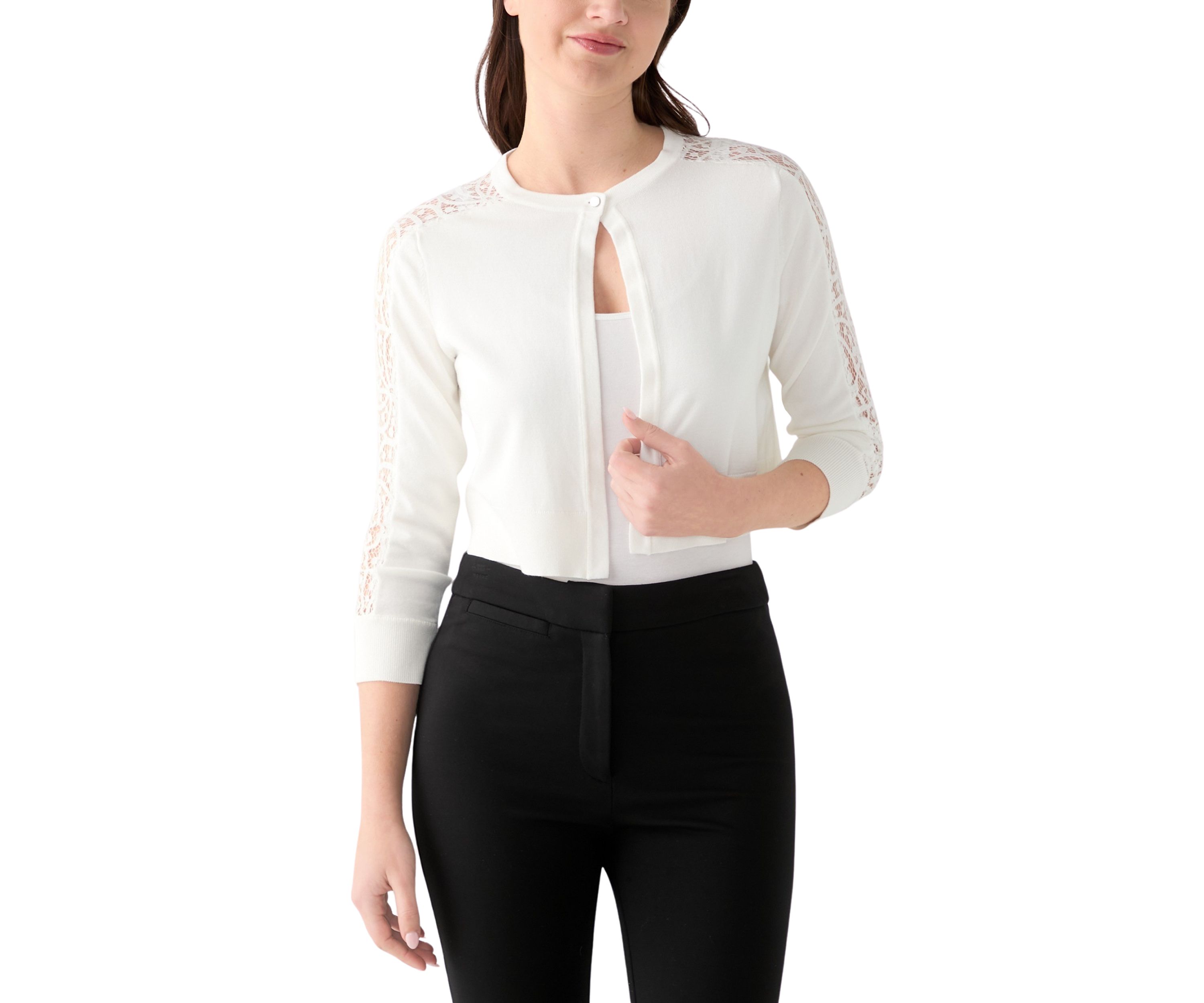 Womens 3/4 Sleeve Lace Solid Topper