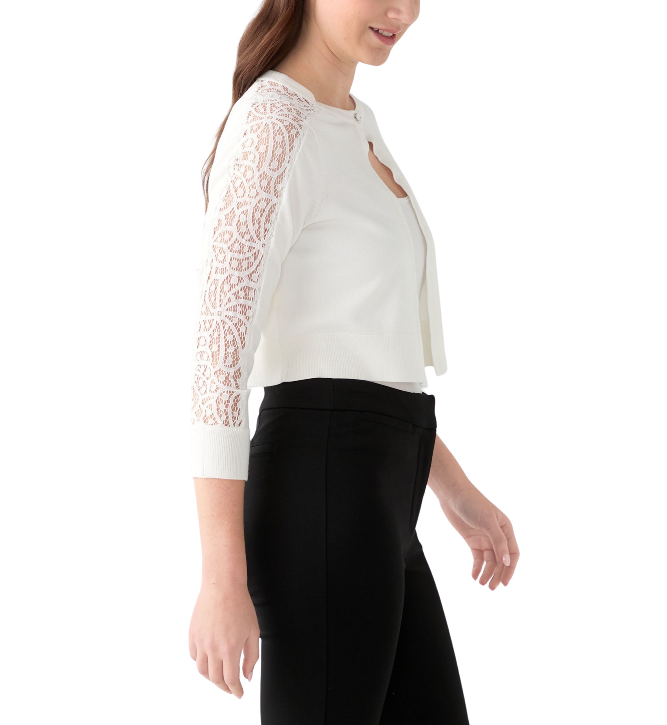 Womens 3/4 Sleeve Lace Solid Topper