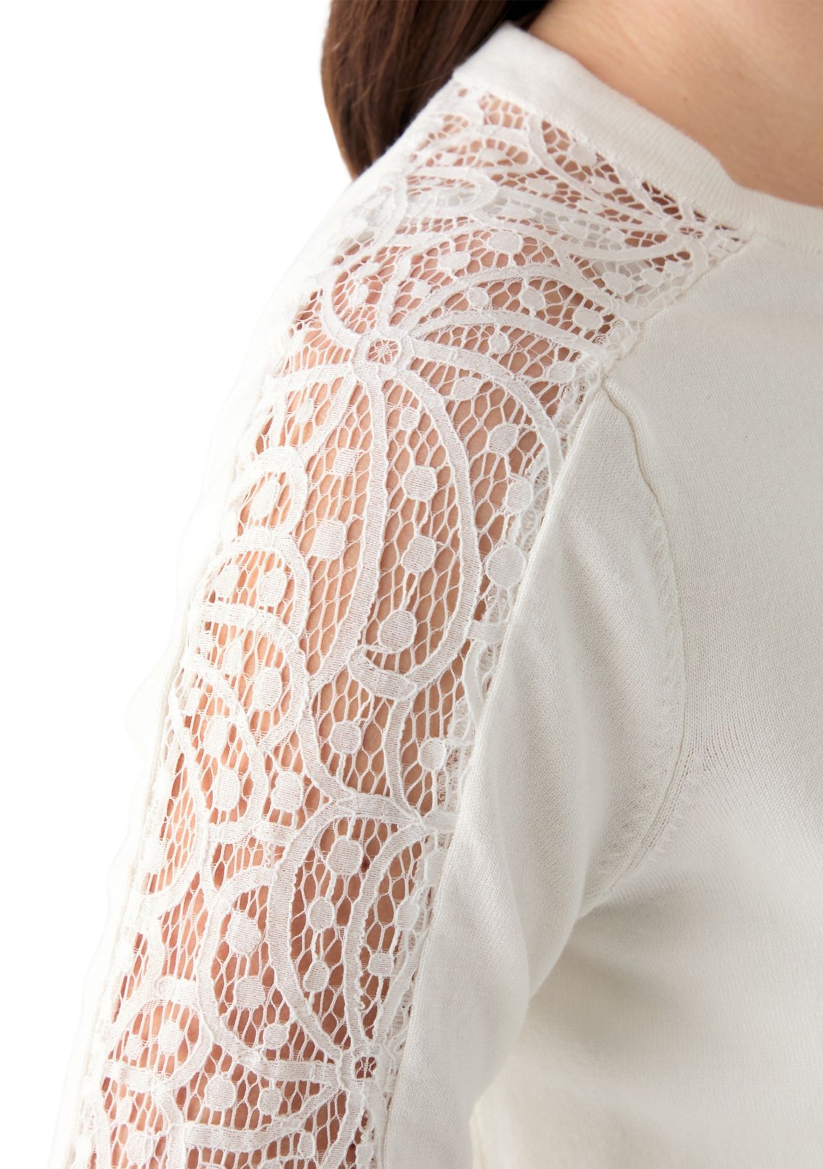 Womens 3/4 Sleeve Lace Solid Topper
