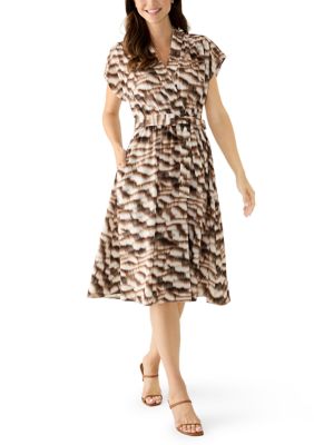 DKNY Women's Short Sleeve Printed Crepe Shirtdress, 2