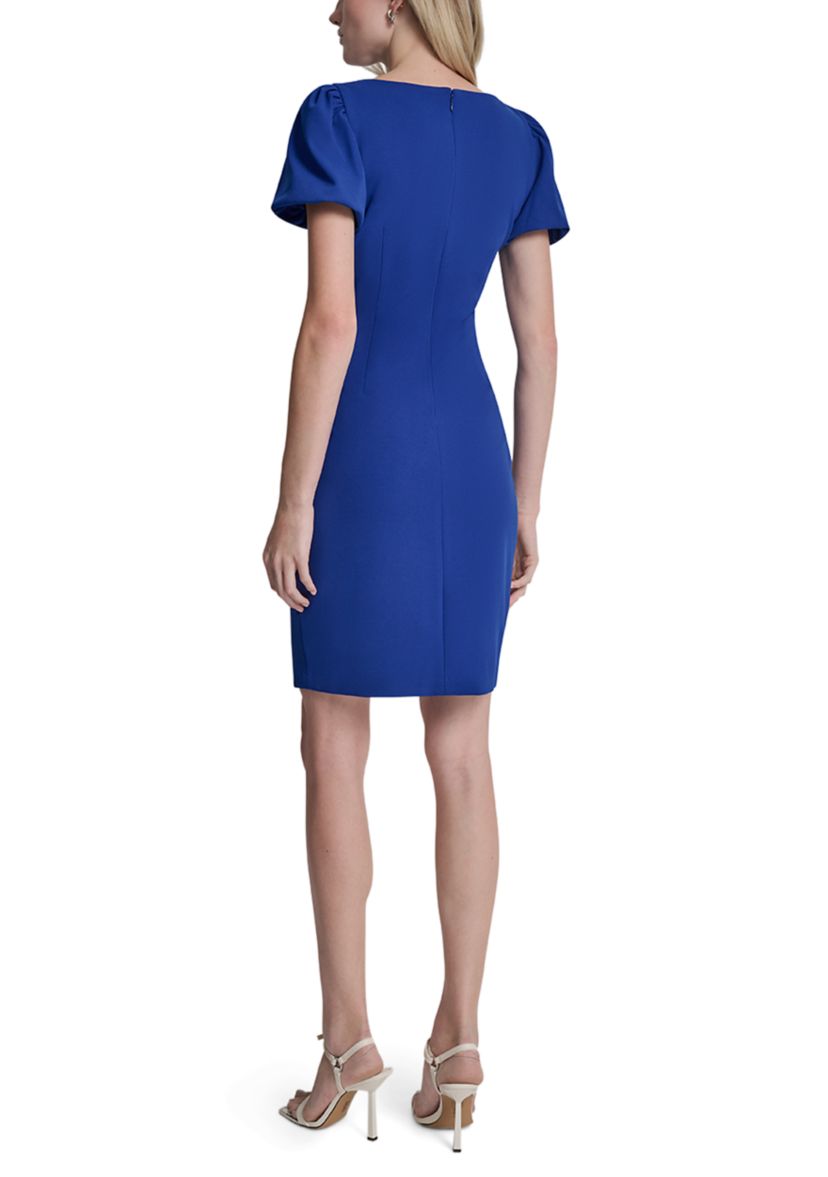 puff sleeve tie front mini dress Mini Dress Floral With Puff Sleeves And Front Tie - Baby Blue / L