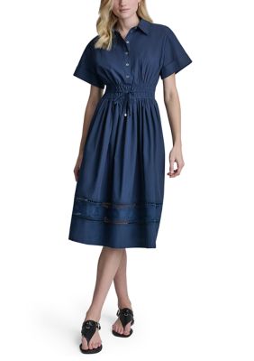 DKNY Women's Short Sleeve Solid Shirtdress