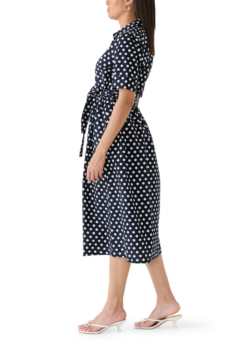 DKNY Women's Collared Midi Shirt Dress - Blue - Casual dresses