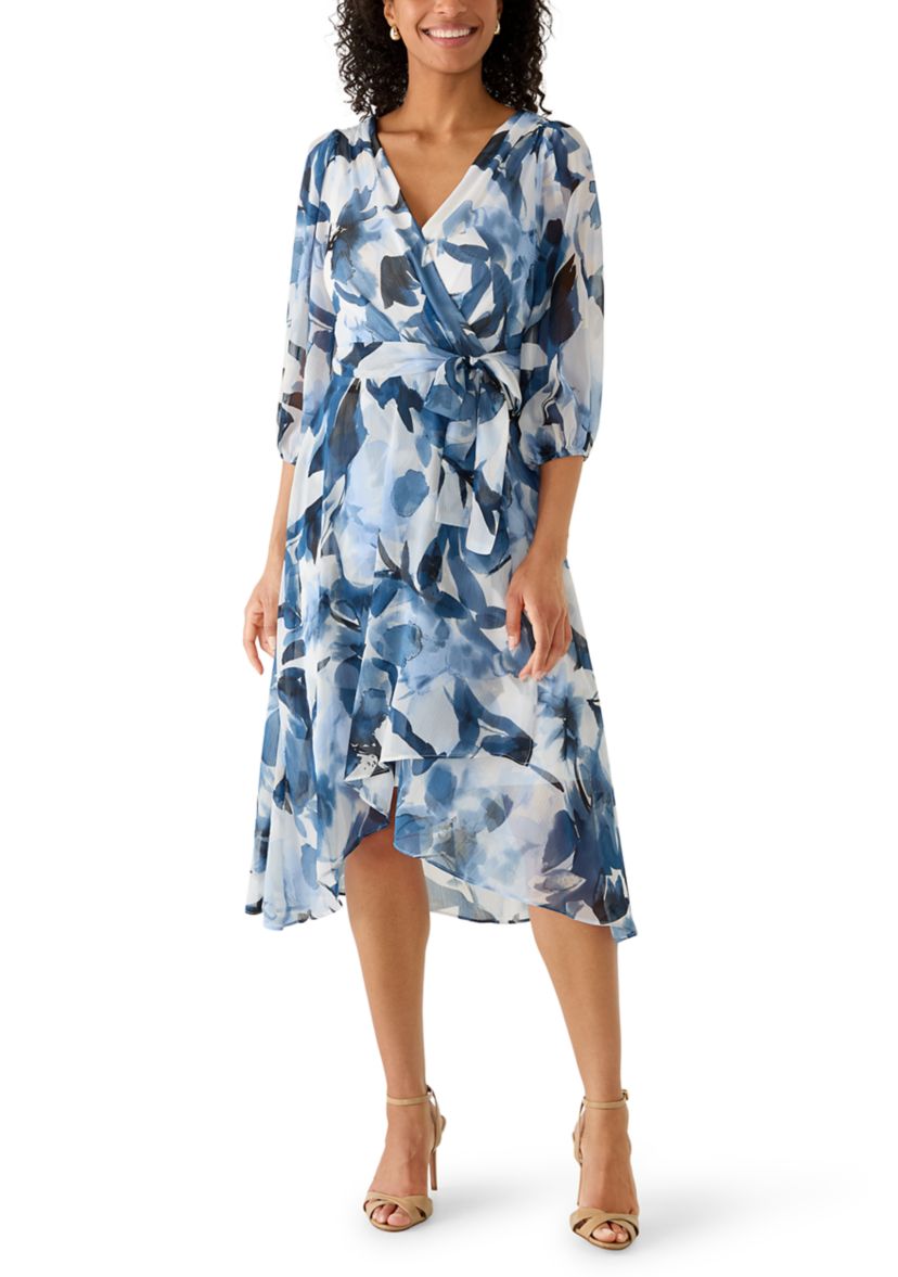 DKNY Women's Short Puff Sleeve Midi Wrap Dress | Belk