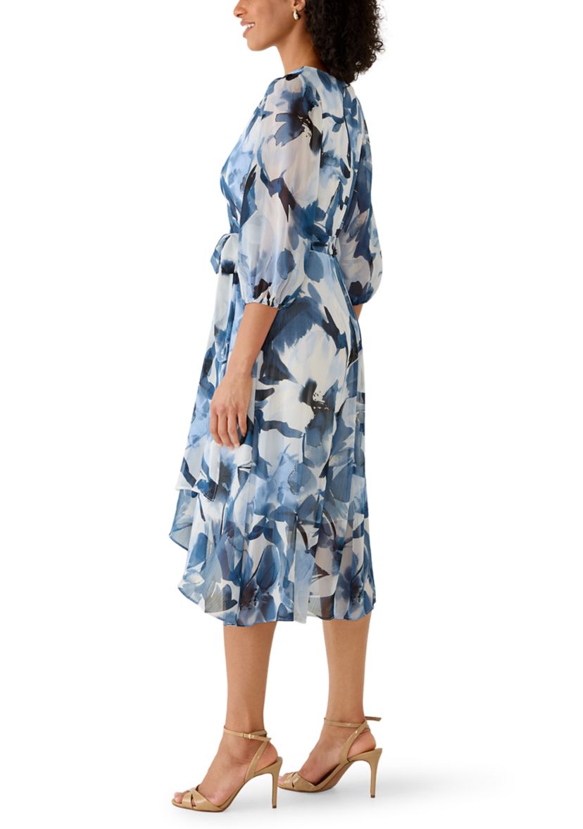 floral print midi dress Green Floral A-Line Cap Sleeve Midi Dress