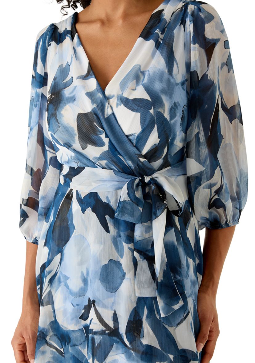DKNY Women's Short Puff Sleeve Midi Wrap Dress | Belk