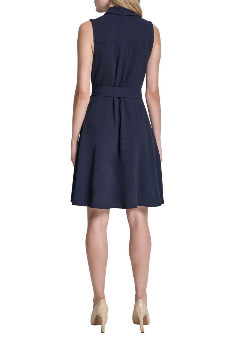 dkny sleeveless mini dress Sleeveless Shift Dress With Tiered Skirt | Fit and Flare
