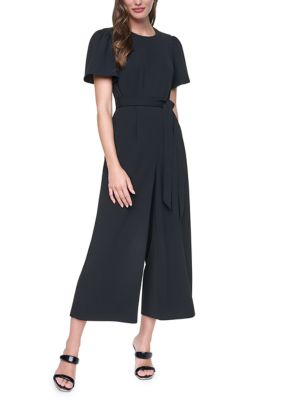 DKNY Women's Short Sleeve Solid Scuba Jumpsuit