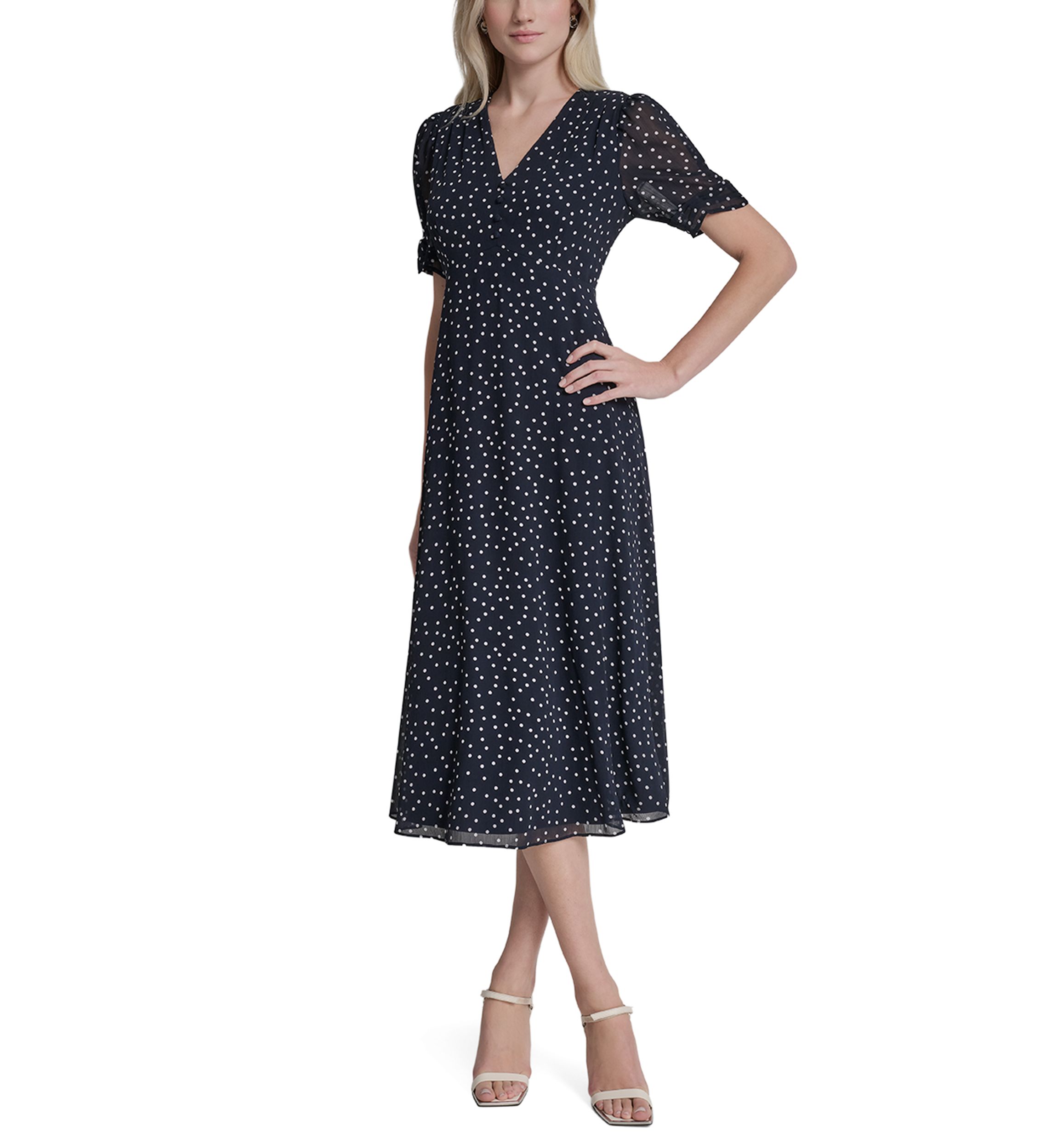 short sleeve floral midi dress Stine Goya Flowy Short Sleeve Midi Dress Melting Flowers