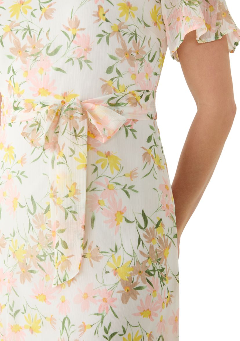 dkny flutter sleeve midi dress DKNY, Floral Iris, 4 at Amazon Women's Clothing store