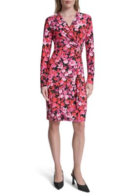 DKNY Women's Long Sleeve Printed Sheath Dress, 4