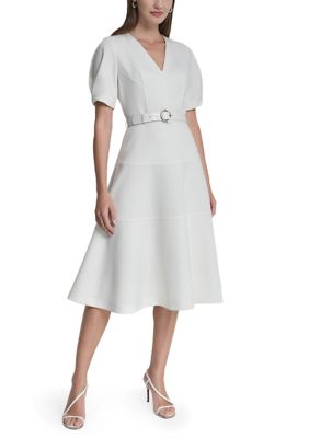 DKNY Women's Puff Sleeve Midi Dress