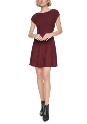 DKNY Women's Short Sleeve A-Line Sweater Dress