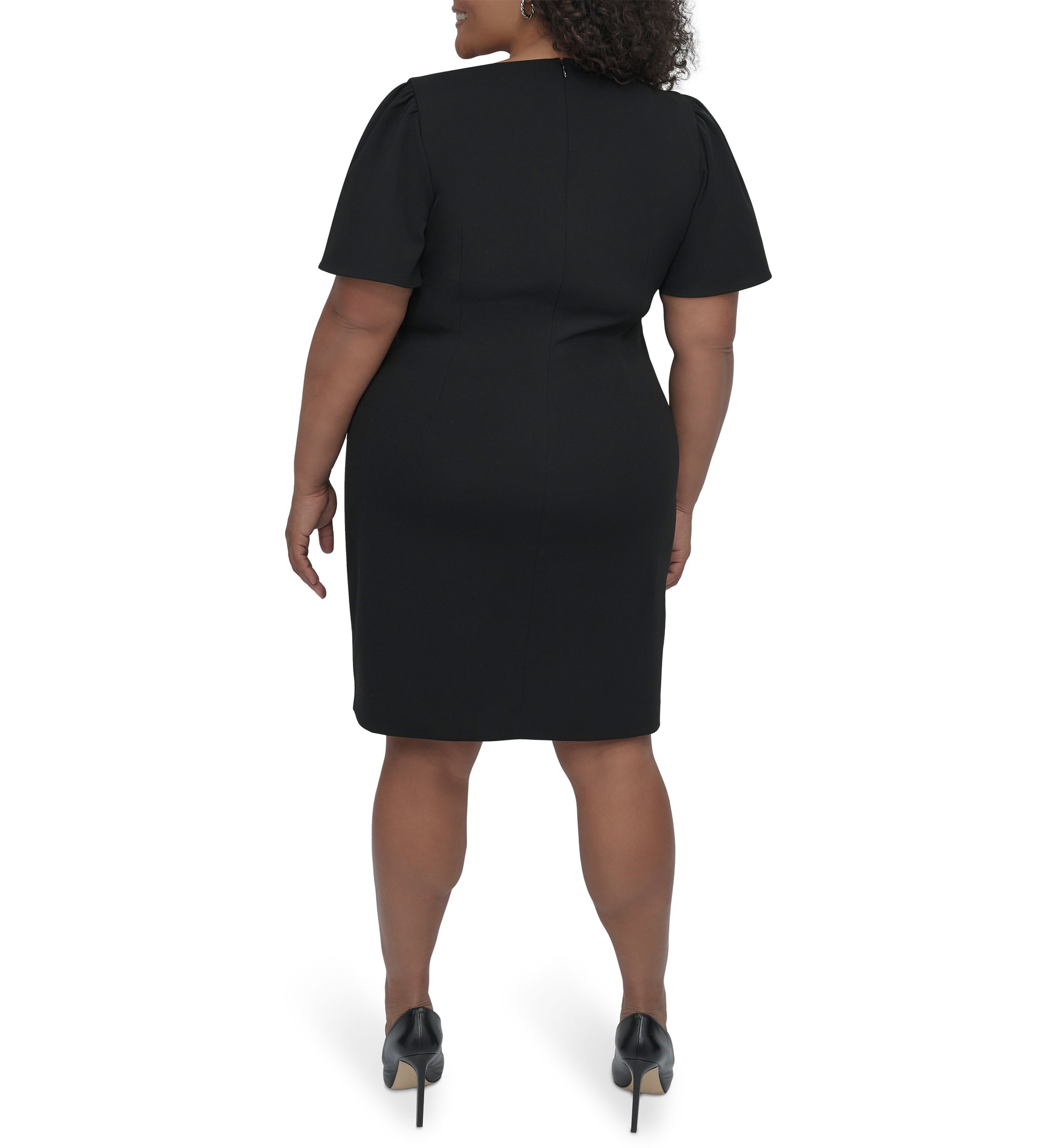 Plus Size Solid Scuba Crepe Fit and Flare Dress