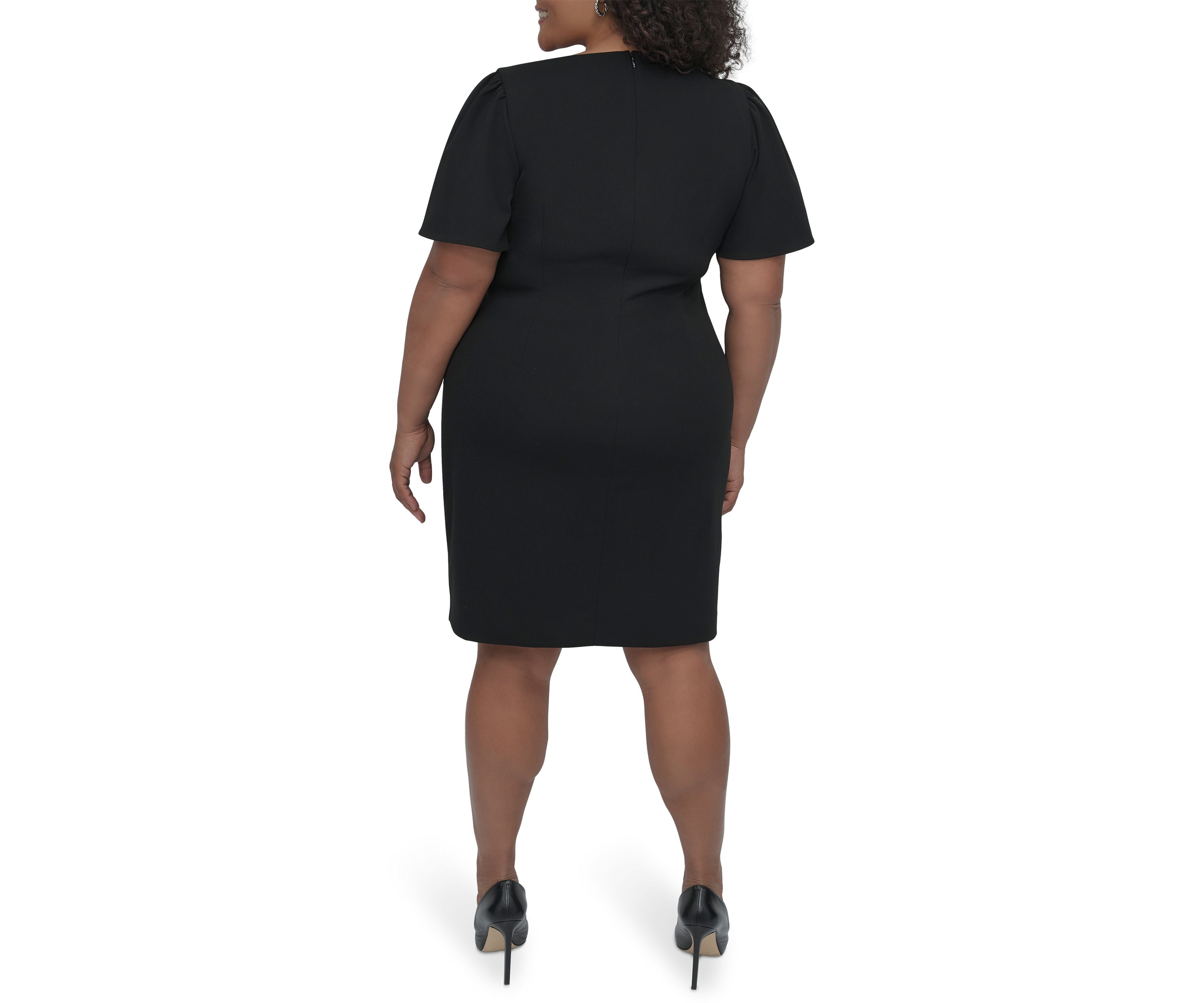 Plus Size Solid Scuba Crepe Fit and Flare Dress