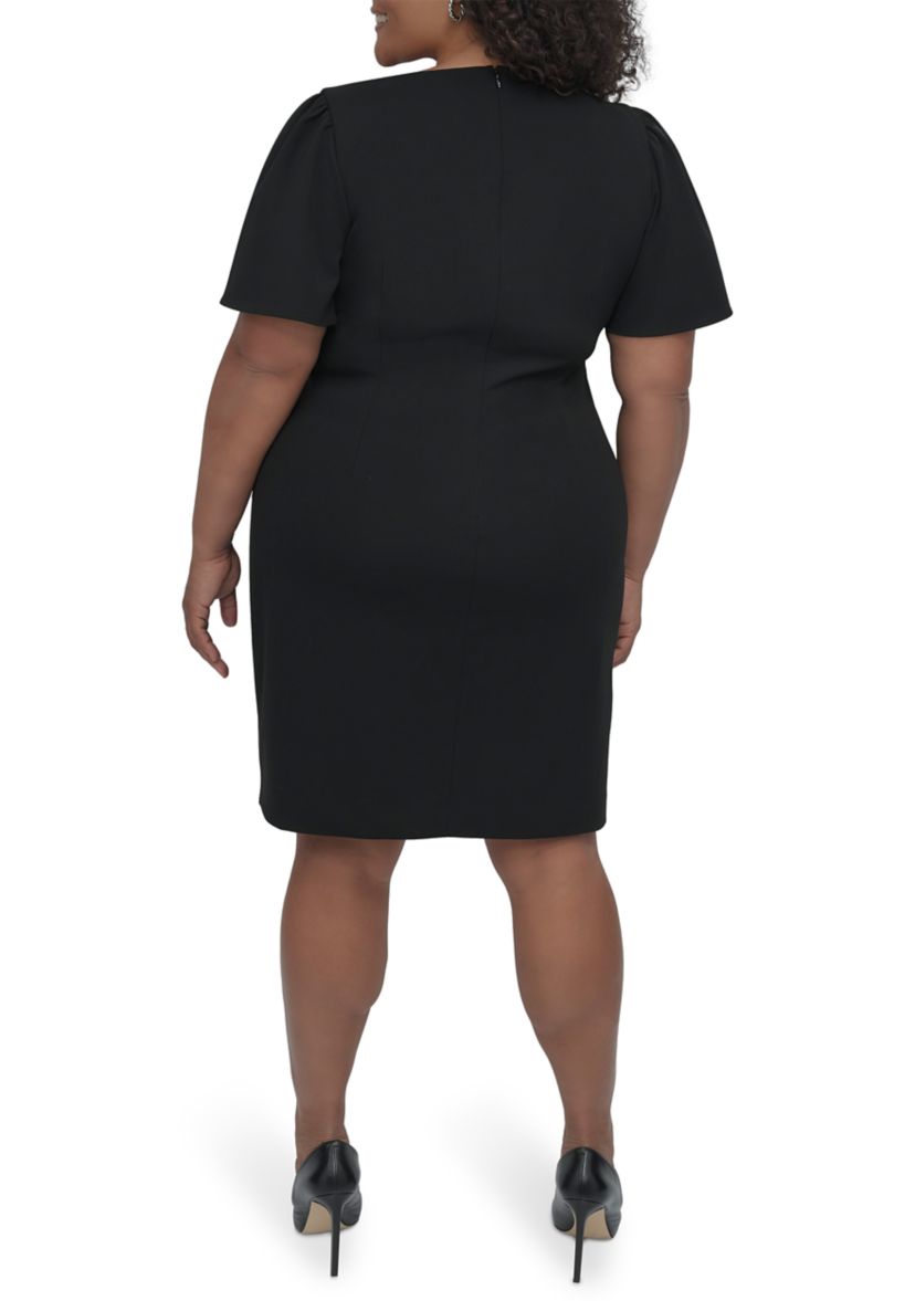 Plus Size Solid Scuba Crepe Fit and Flare Dress