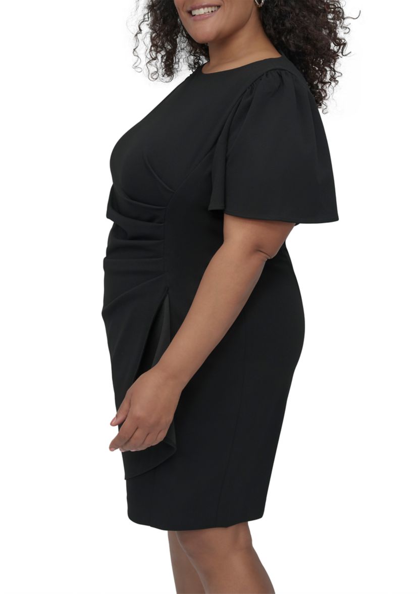 Plus Size Solid Scuba Crepe Fit and Flare Dress
