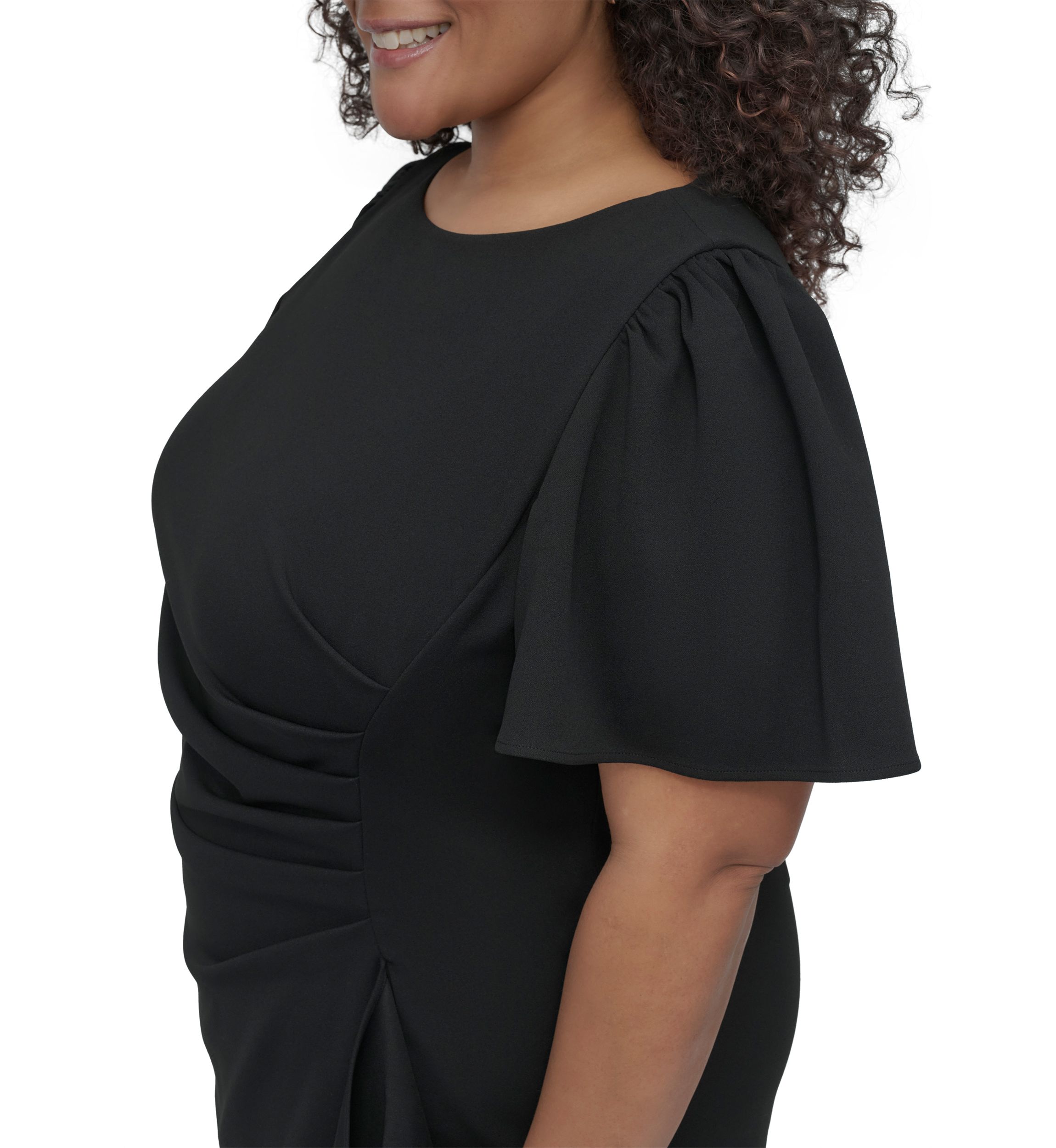 Plus Size Solid Scuba Crepe Fit and Flare Dress