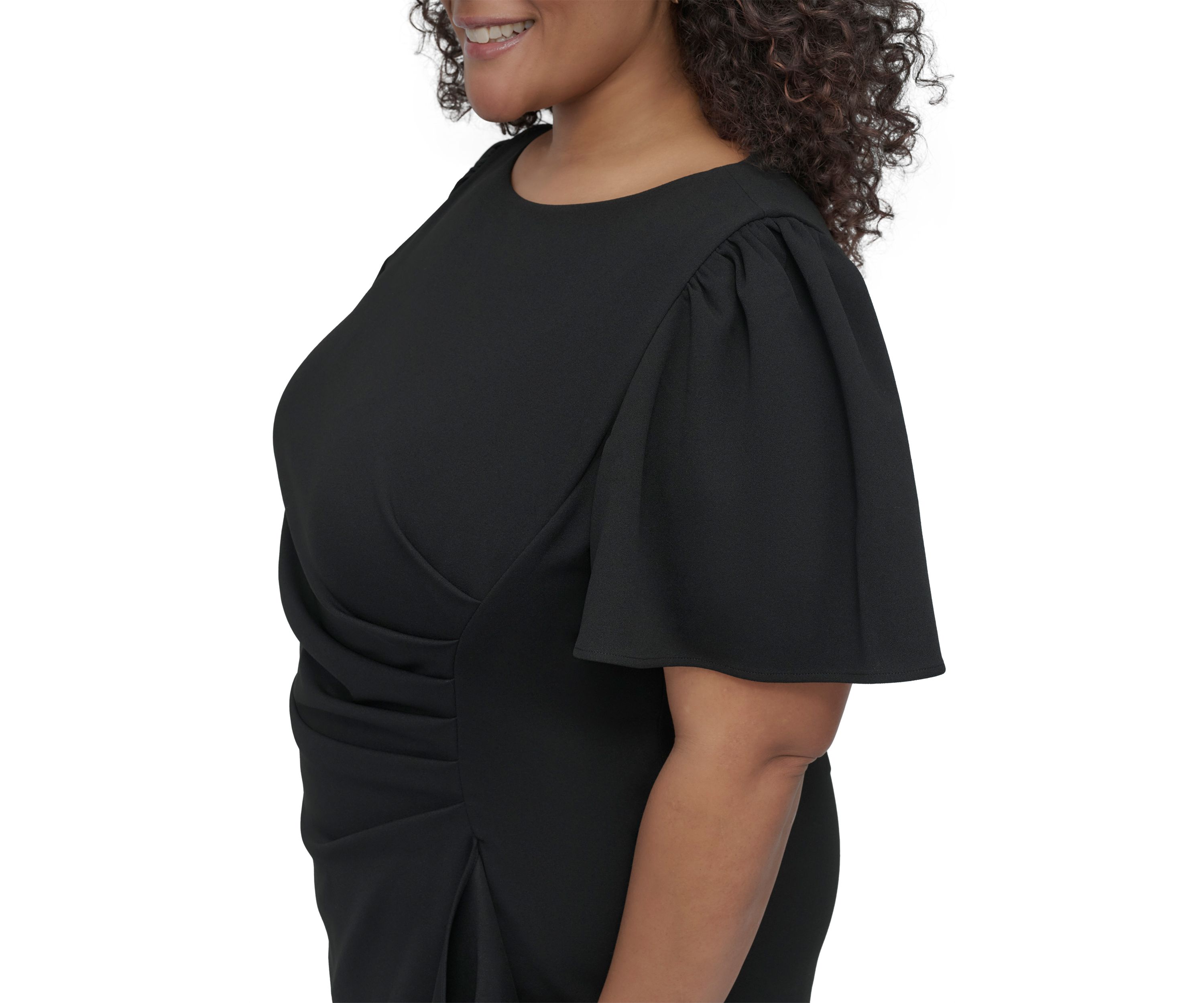 Plus Size Solid Scuba Crepe Fit and Flare Dress