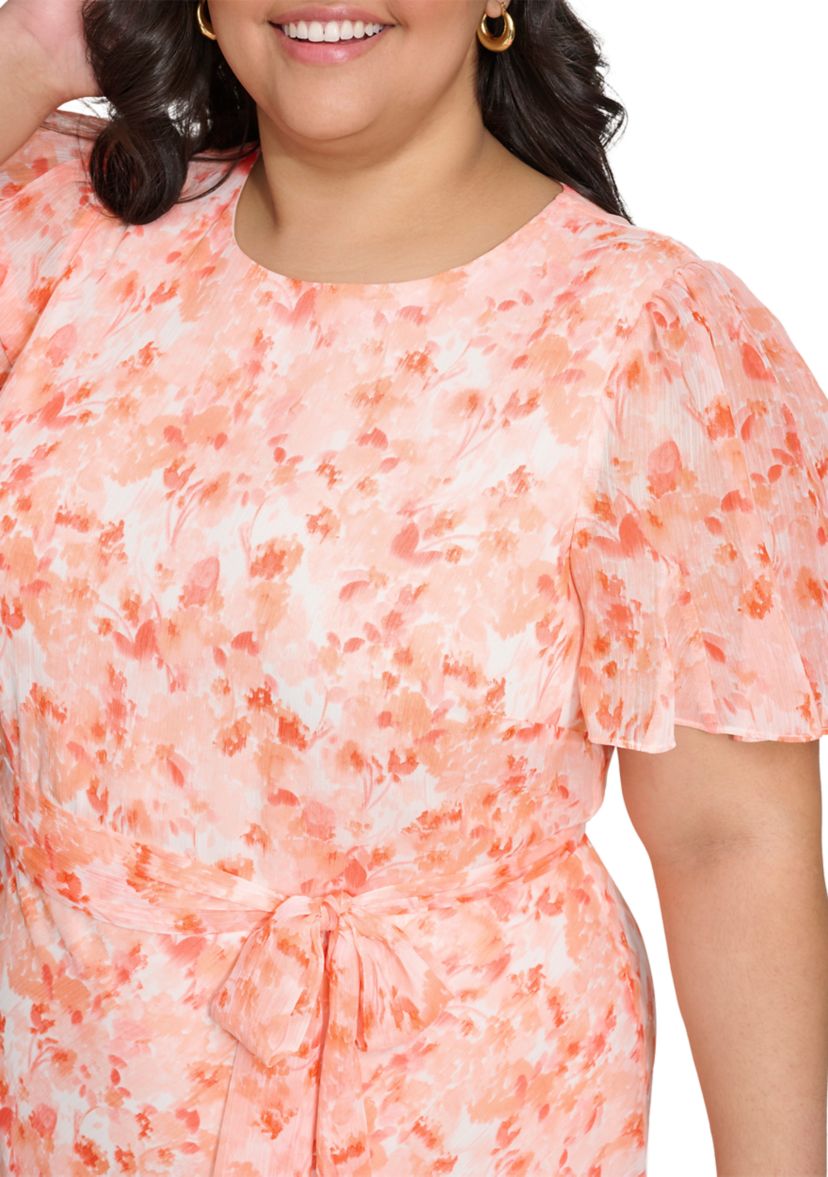 Plus Size Floral Printed Chiffon Dress