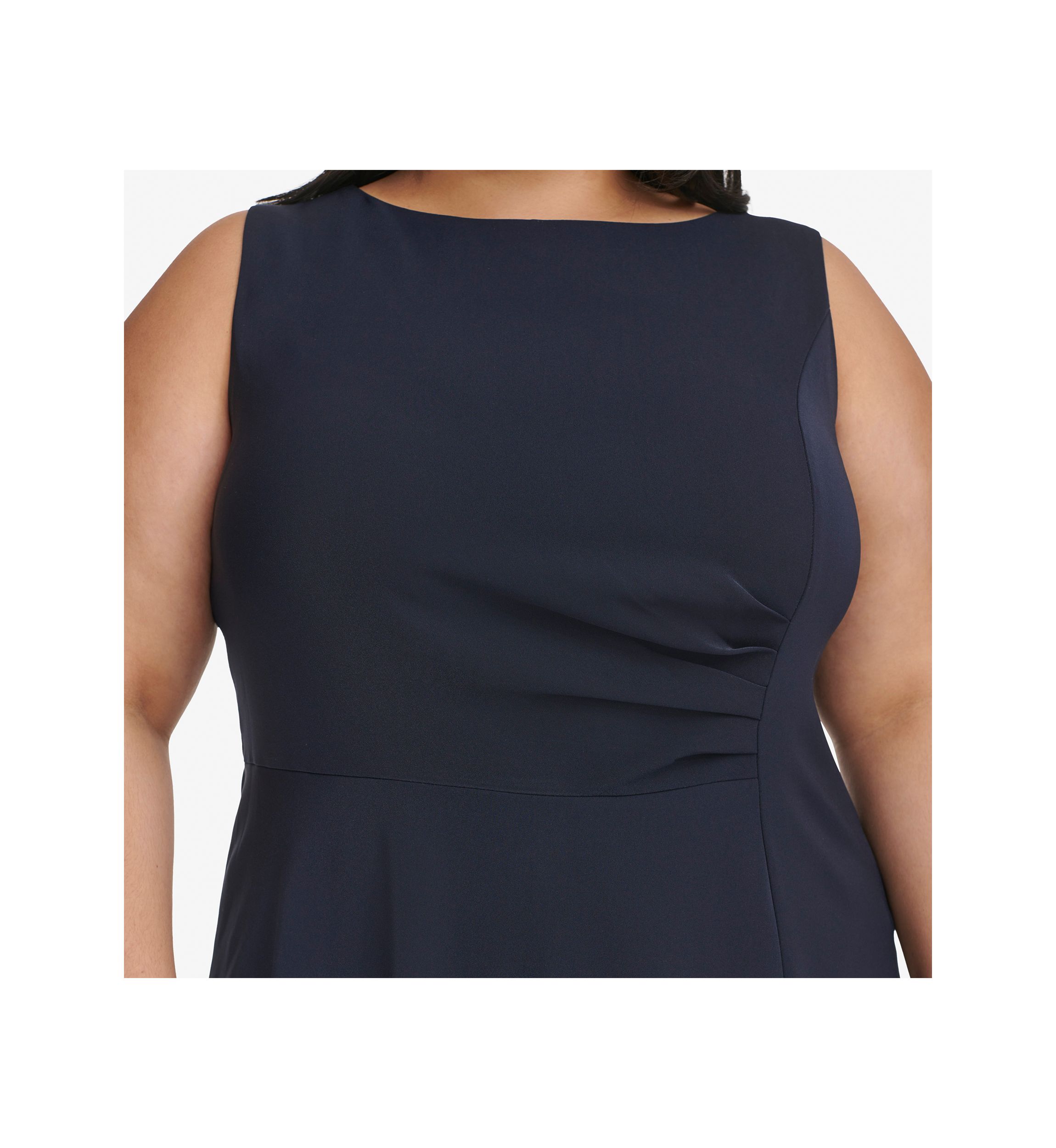 Plus Size Sleeveless Scoop Neck Solid Fit and Flare Dress