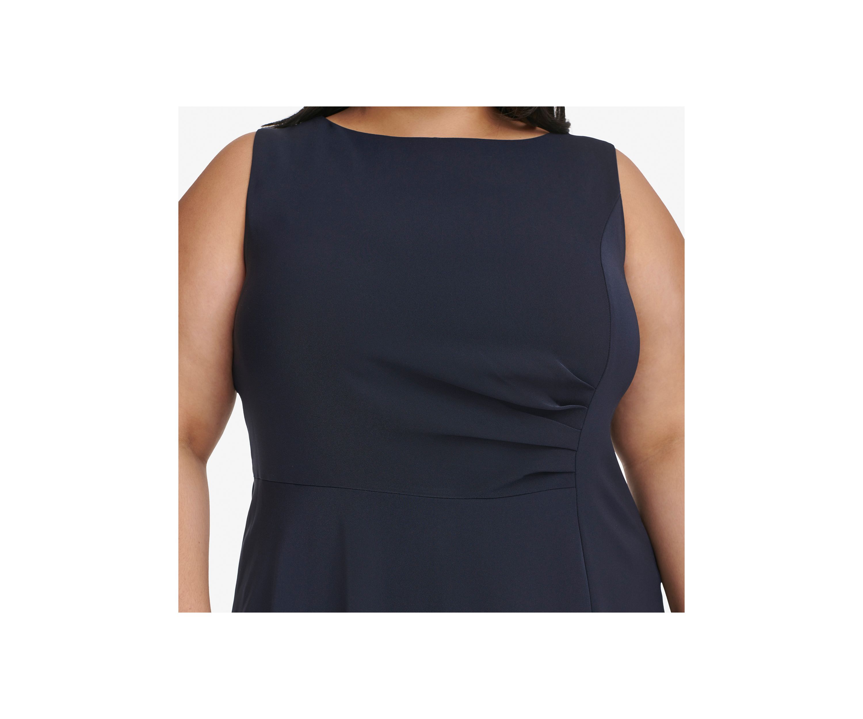 Plus Size Sleeveless Scoop Neck Solid Fit and Flare Dress