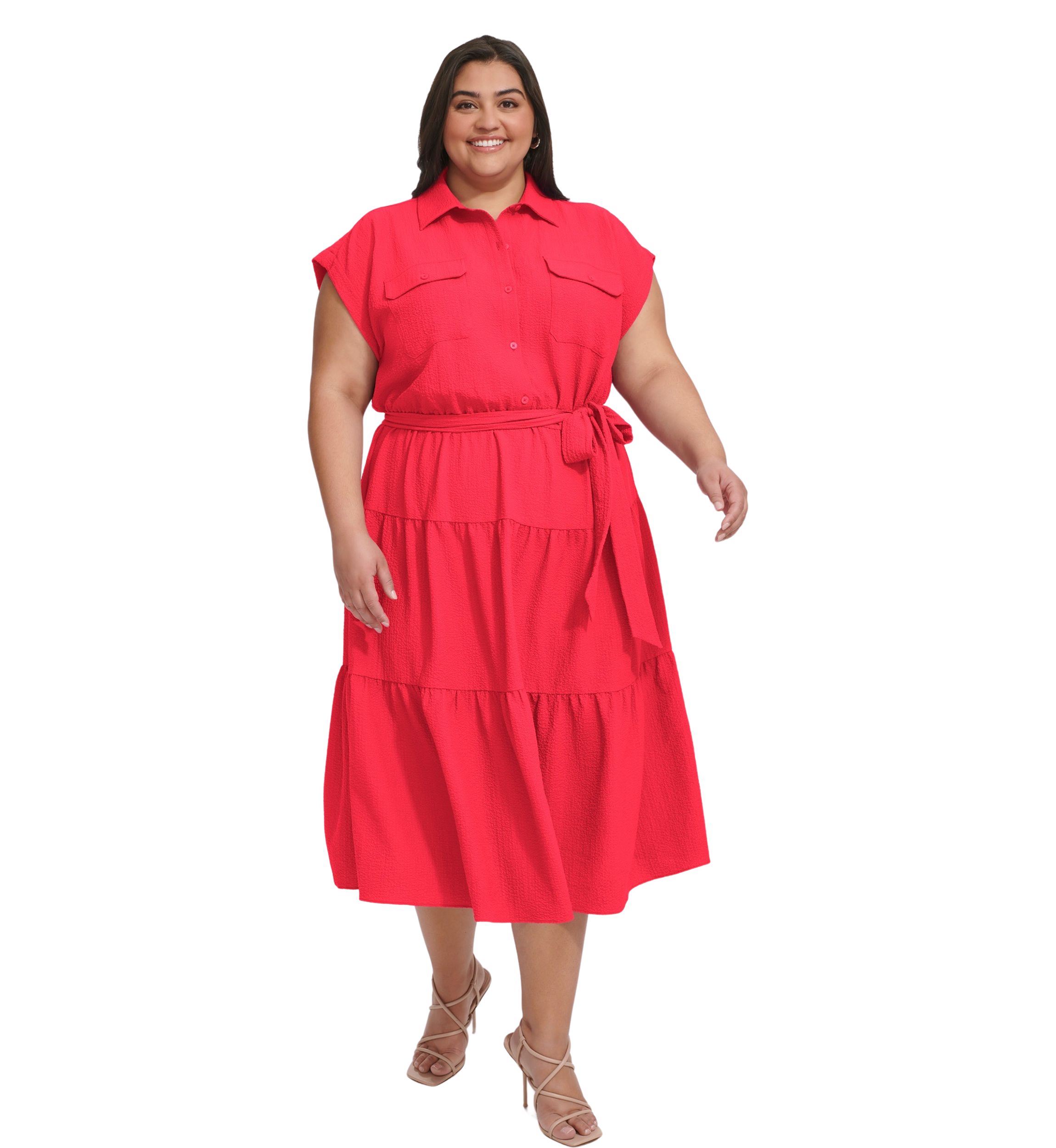 Plus Size Tie Waist Shirtdress