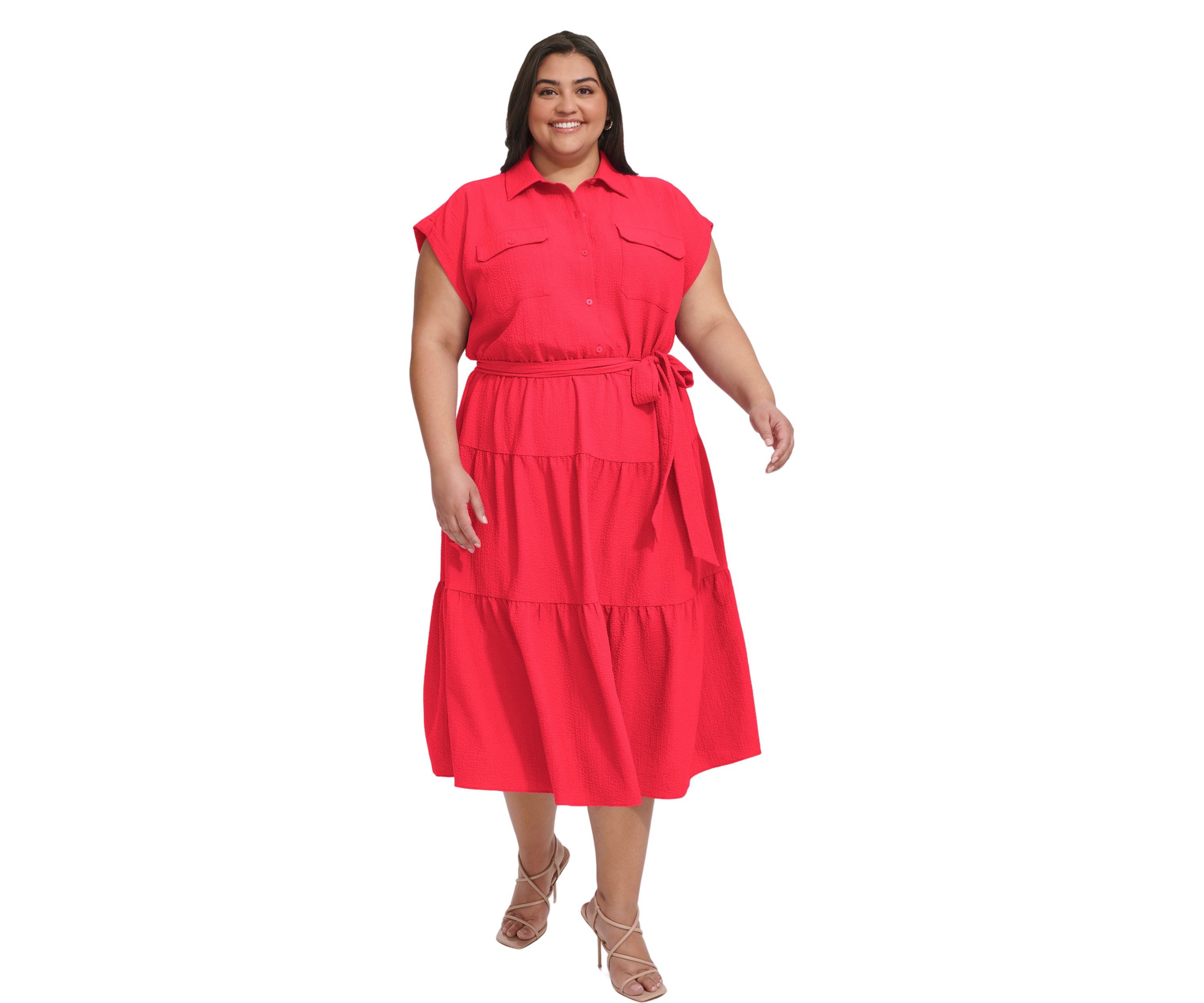 Plus Size Tie Waist Shirtdress