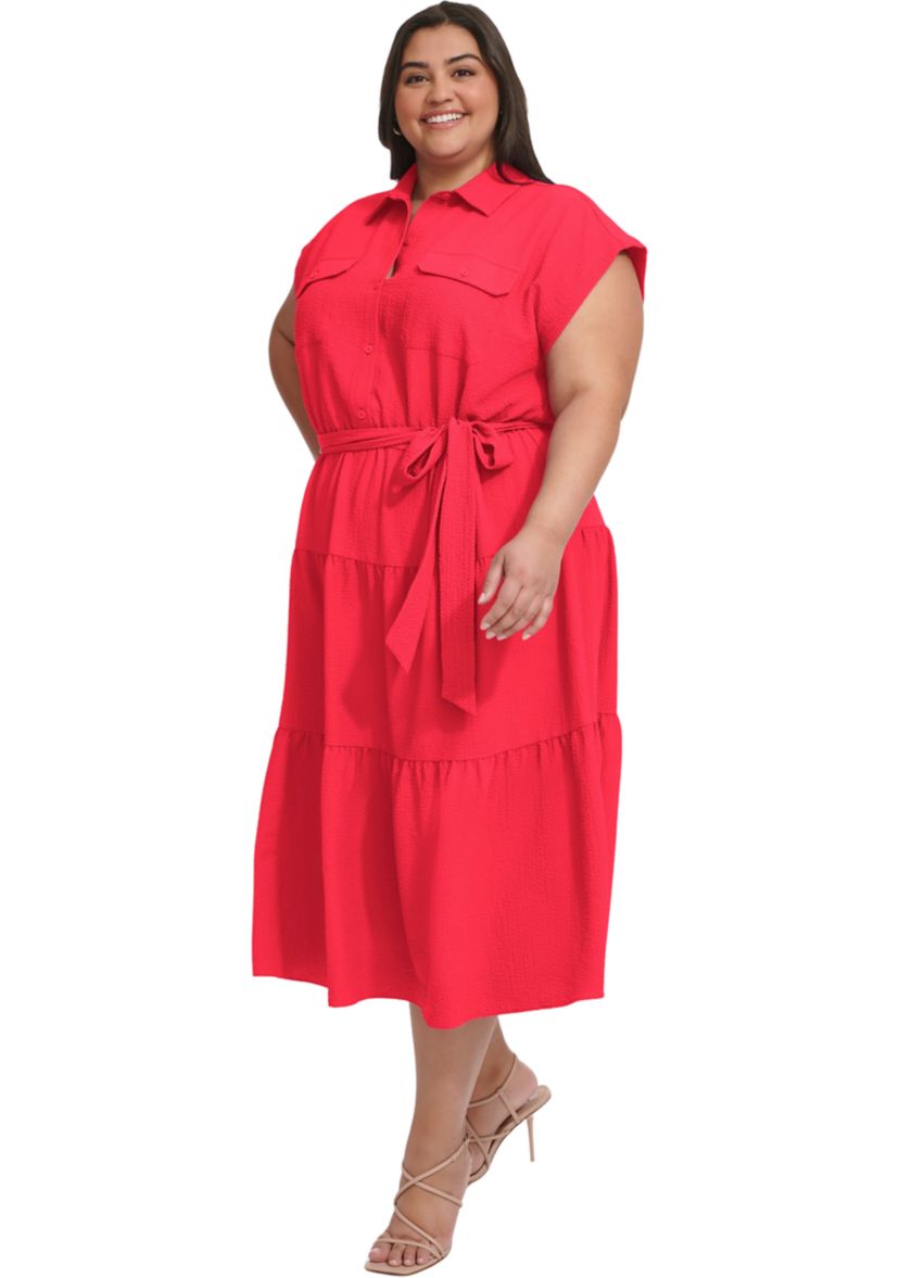 Plus Size Tie Waist Shirtdress