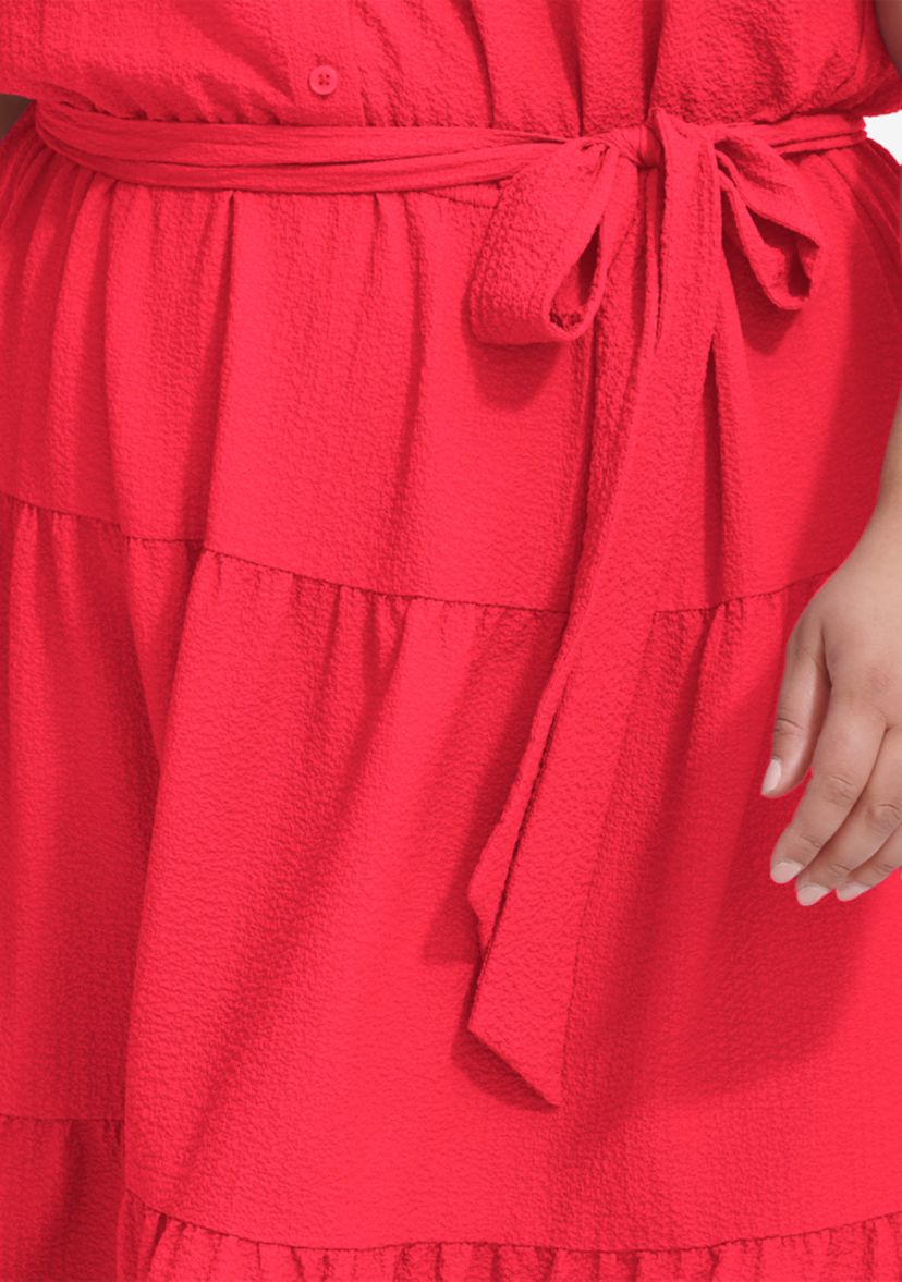 Plus Size Tie Waist Shirtdress
