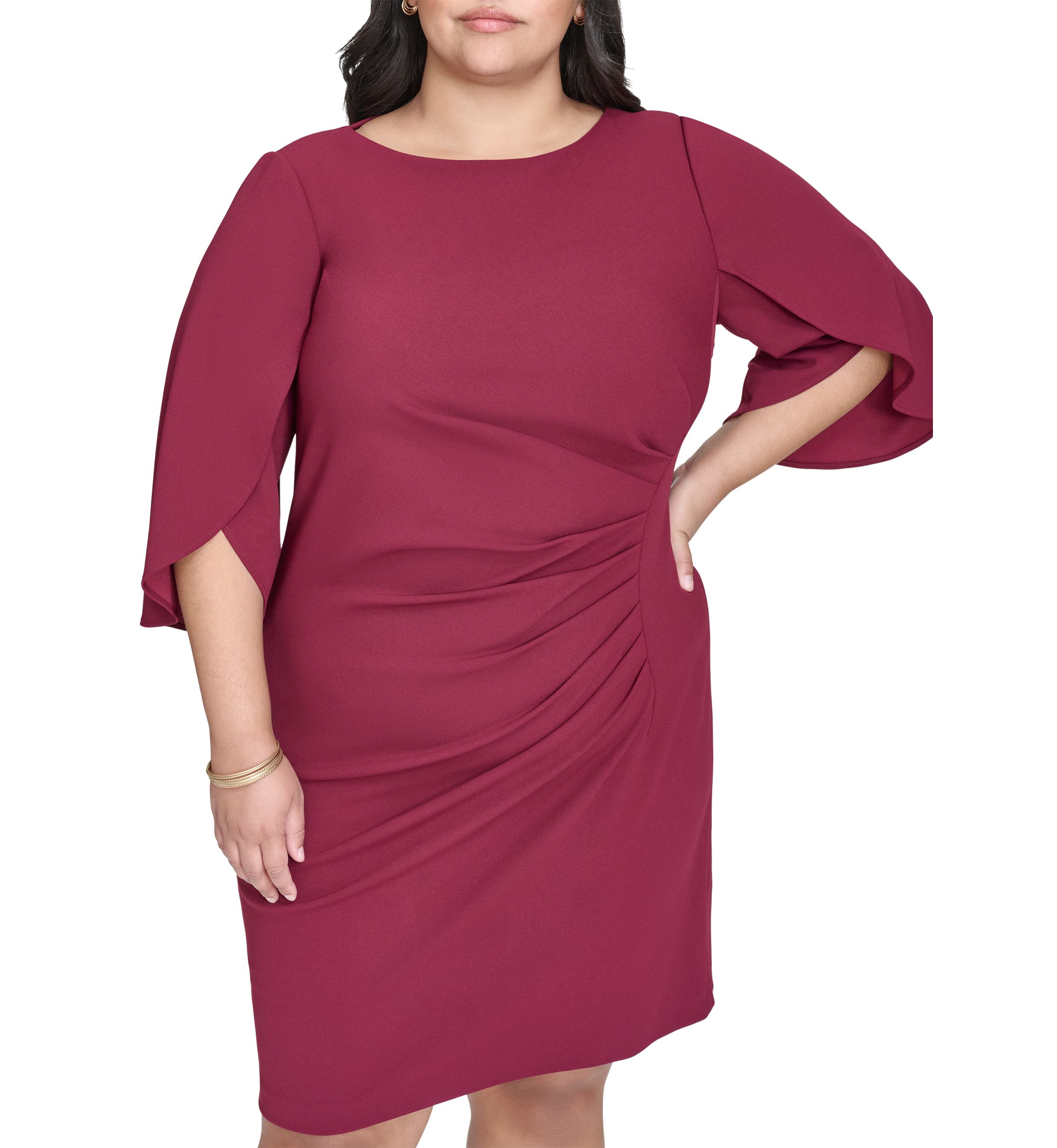 Plus Size Side Ruched Sheath Dress