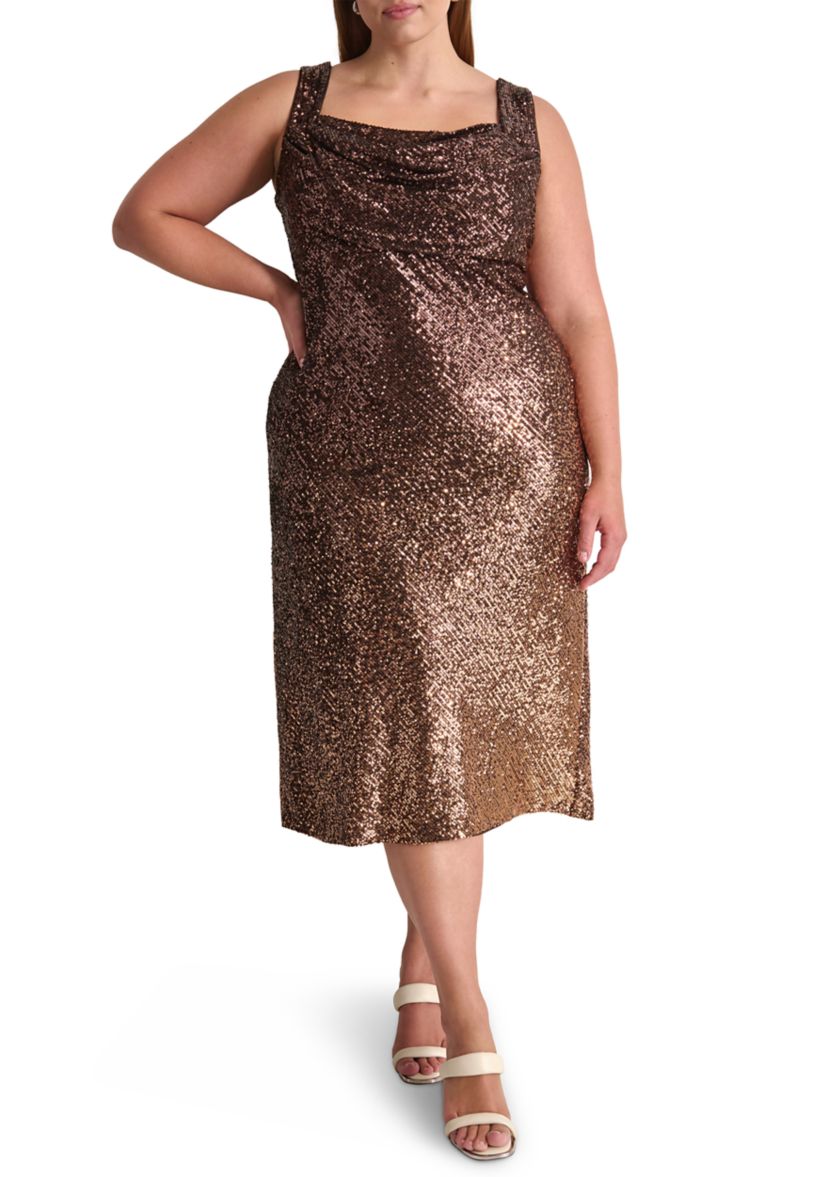 Plus Size Sleeveless Ombré Sequined Sheath Dress
