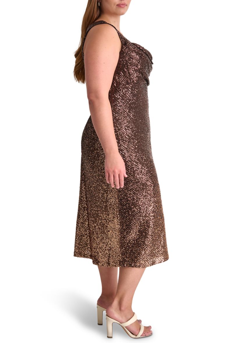 Plus Size Sleeveless Ombré Sequined Sheath Dress