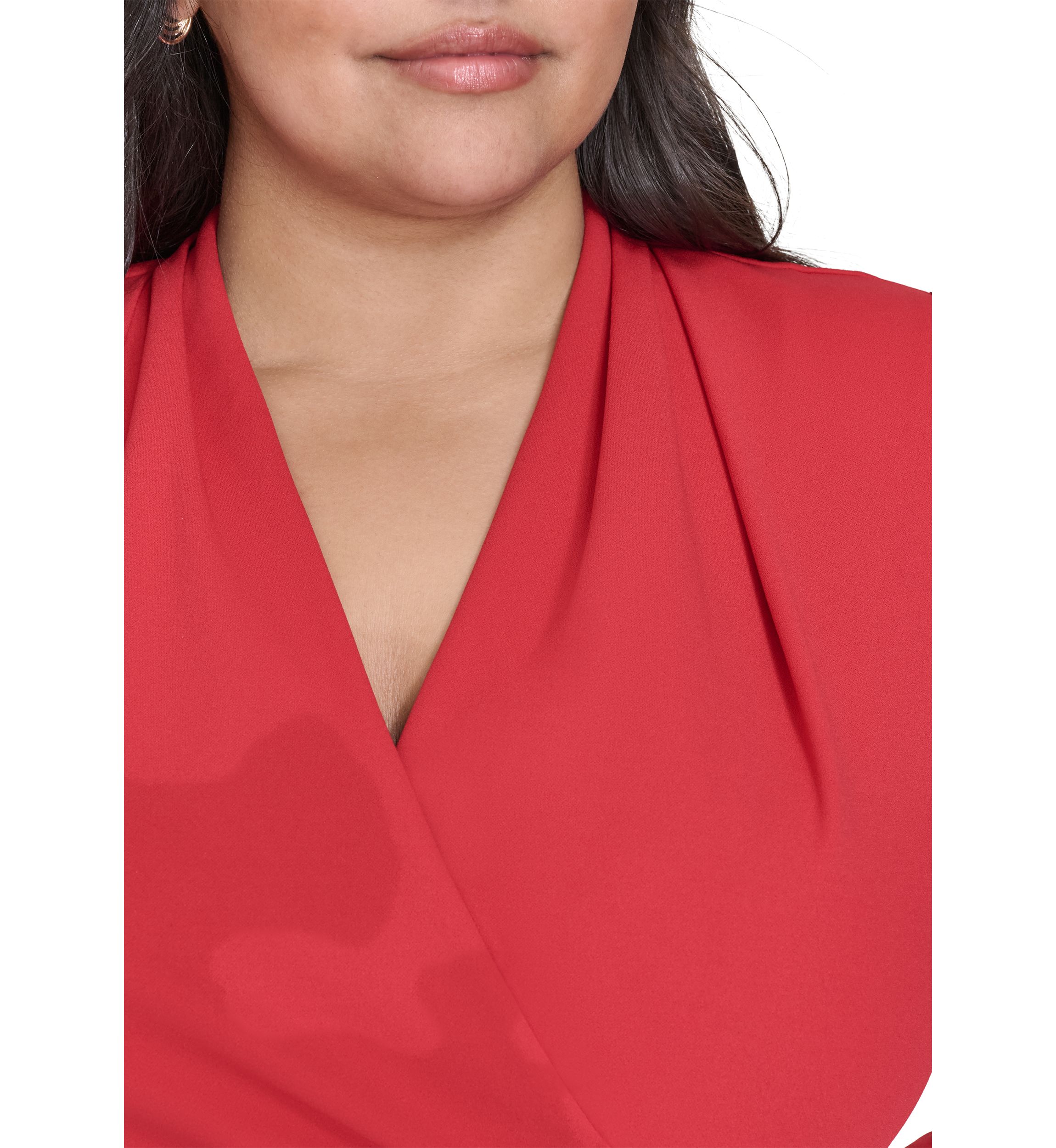 Plus Size Long Sleeve V-Neck Sheath Dress 